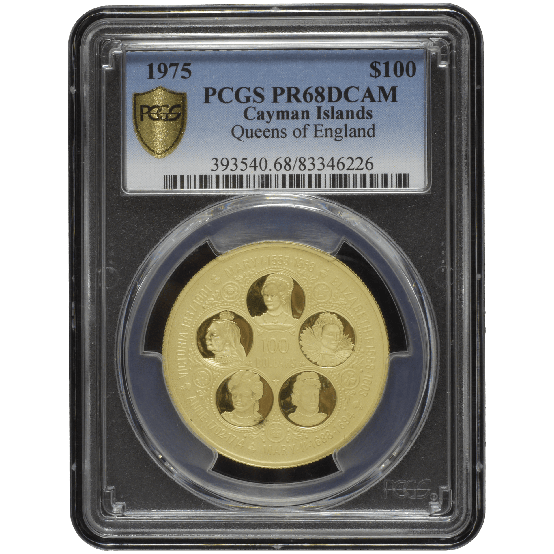 ケイマン諸島 100ドル金貨 1975年 歴代英国女王 PCGS PR68DCAM｜NJ