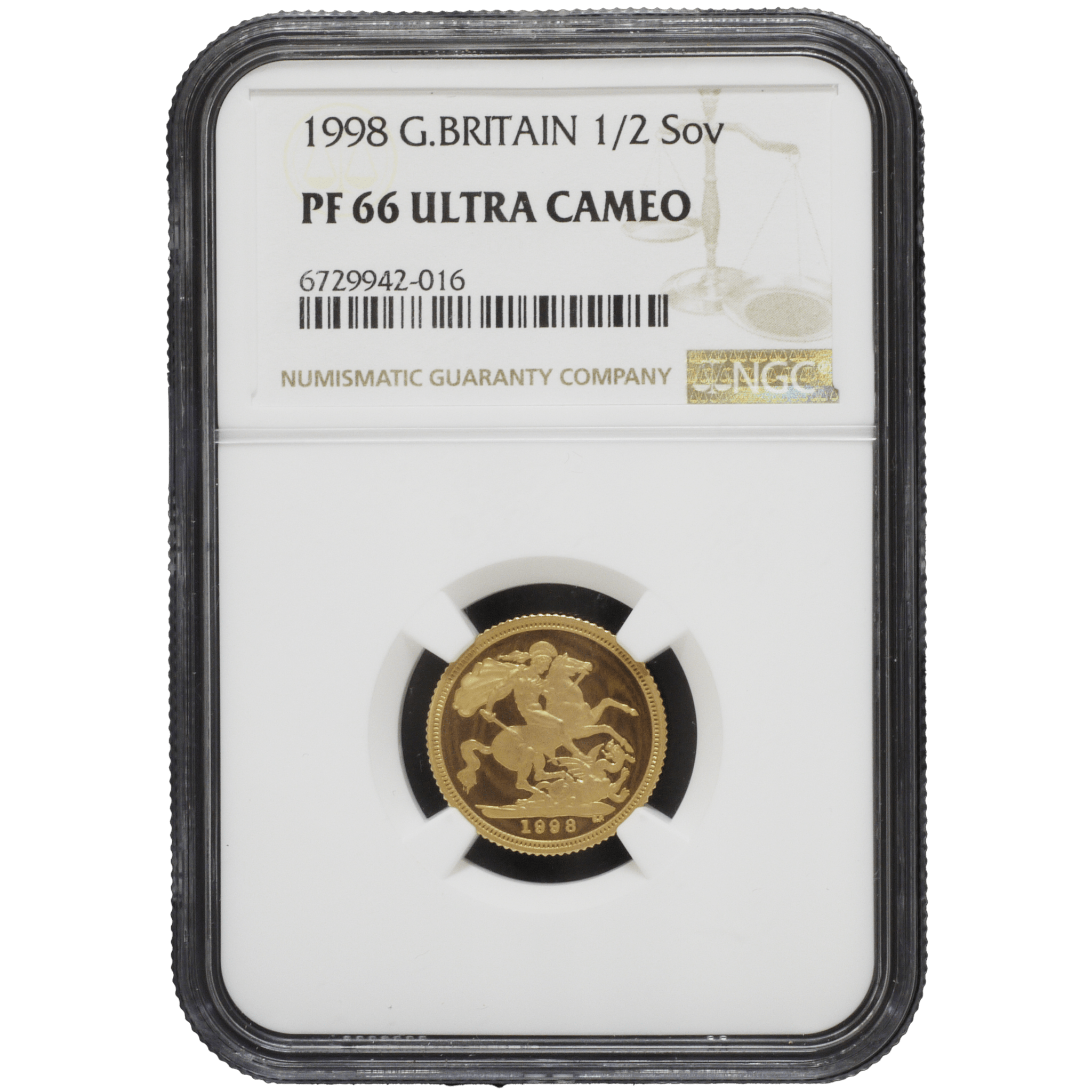 イギリス 1/2ソヴリン金貨 1998年 エリザベス2世 NGC PF66UC - NJ BUYER'S MARKETPLACE