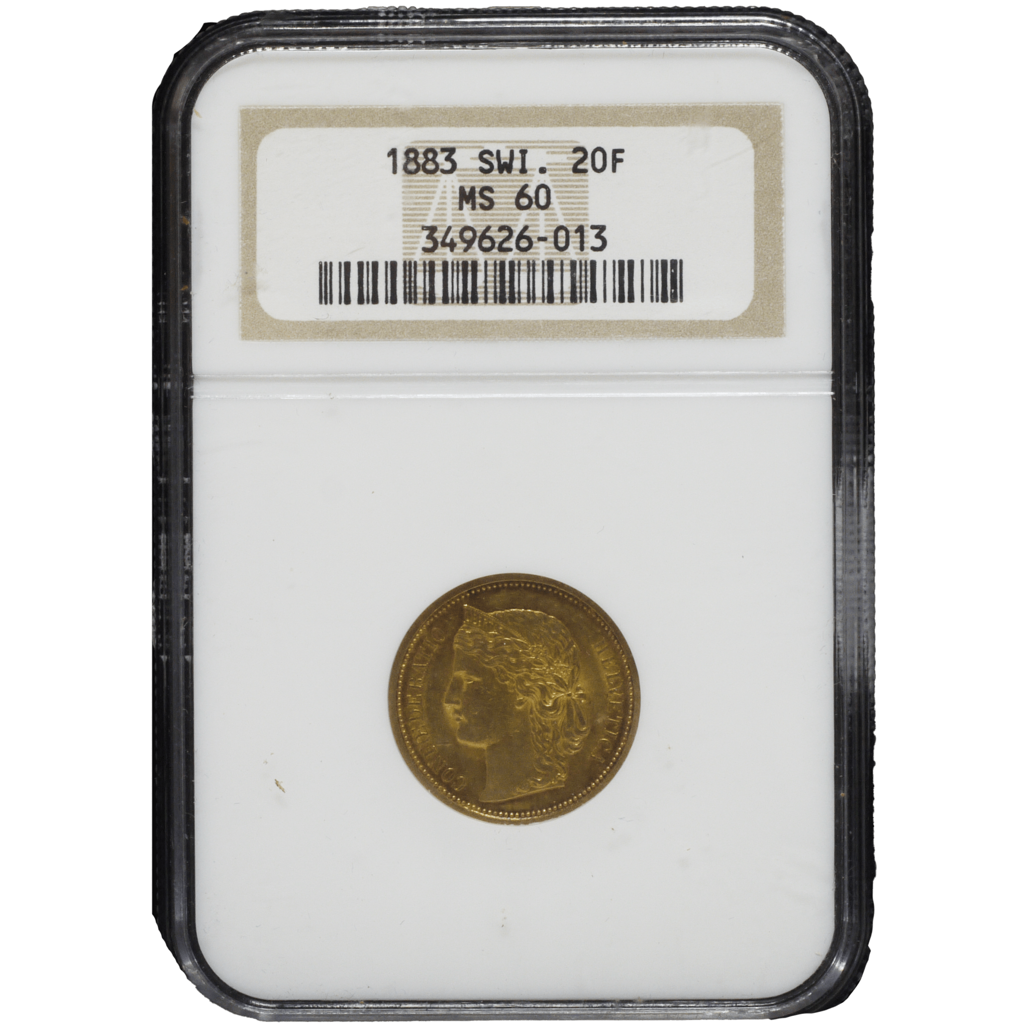 スイス 20フラン金貨 1883年 ヘルヴェティカ NGC MS60 - NJ BUYER'S MARKETPLACE