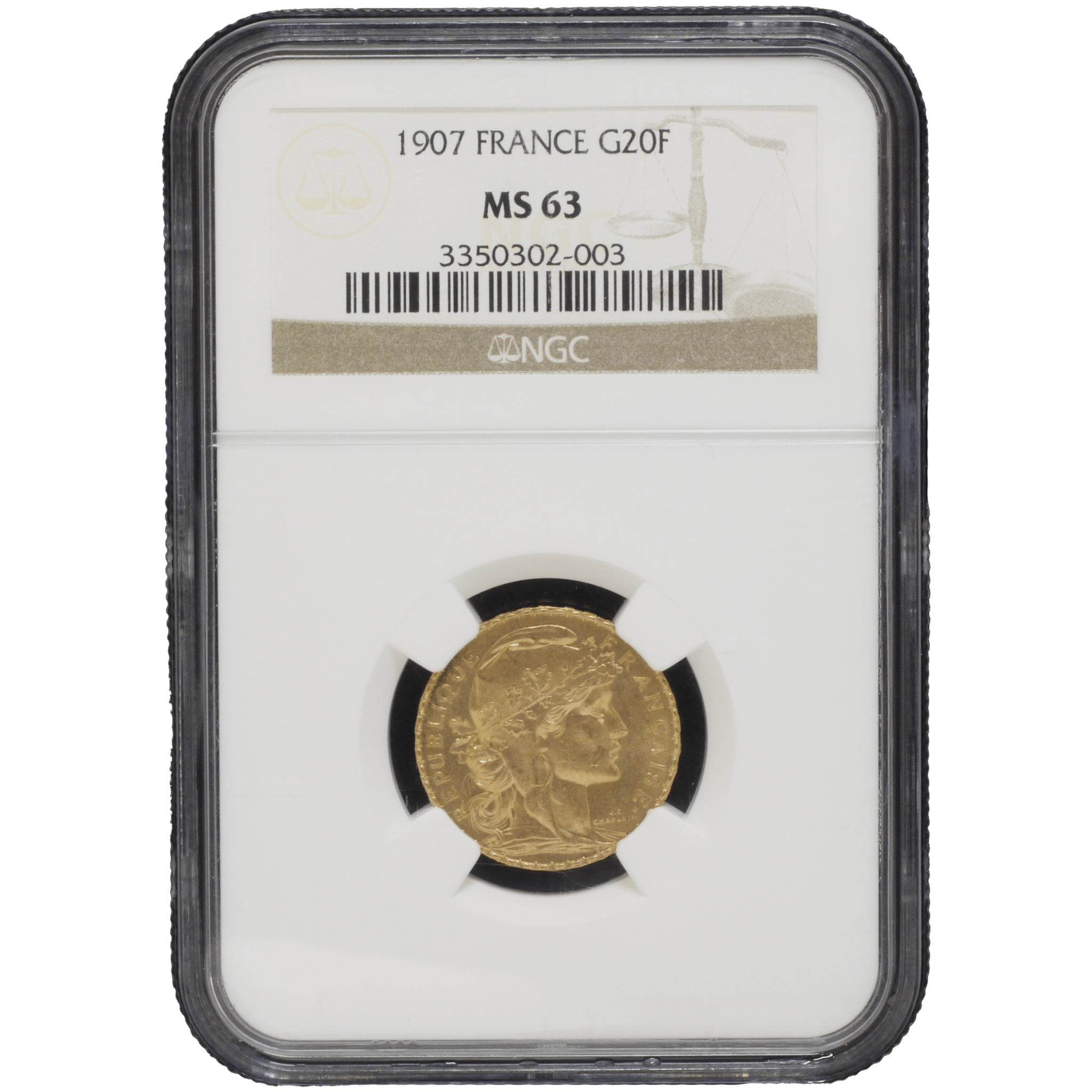 フランス 20フラン金貨 1907年 ルースター NGC MS63 - NJ BUYER'S MARKETPLACE
