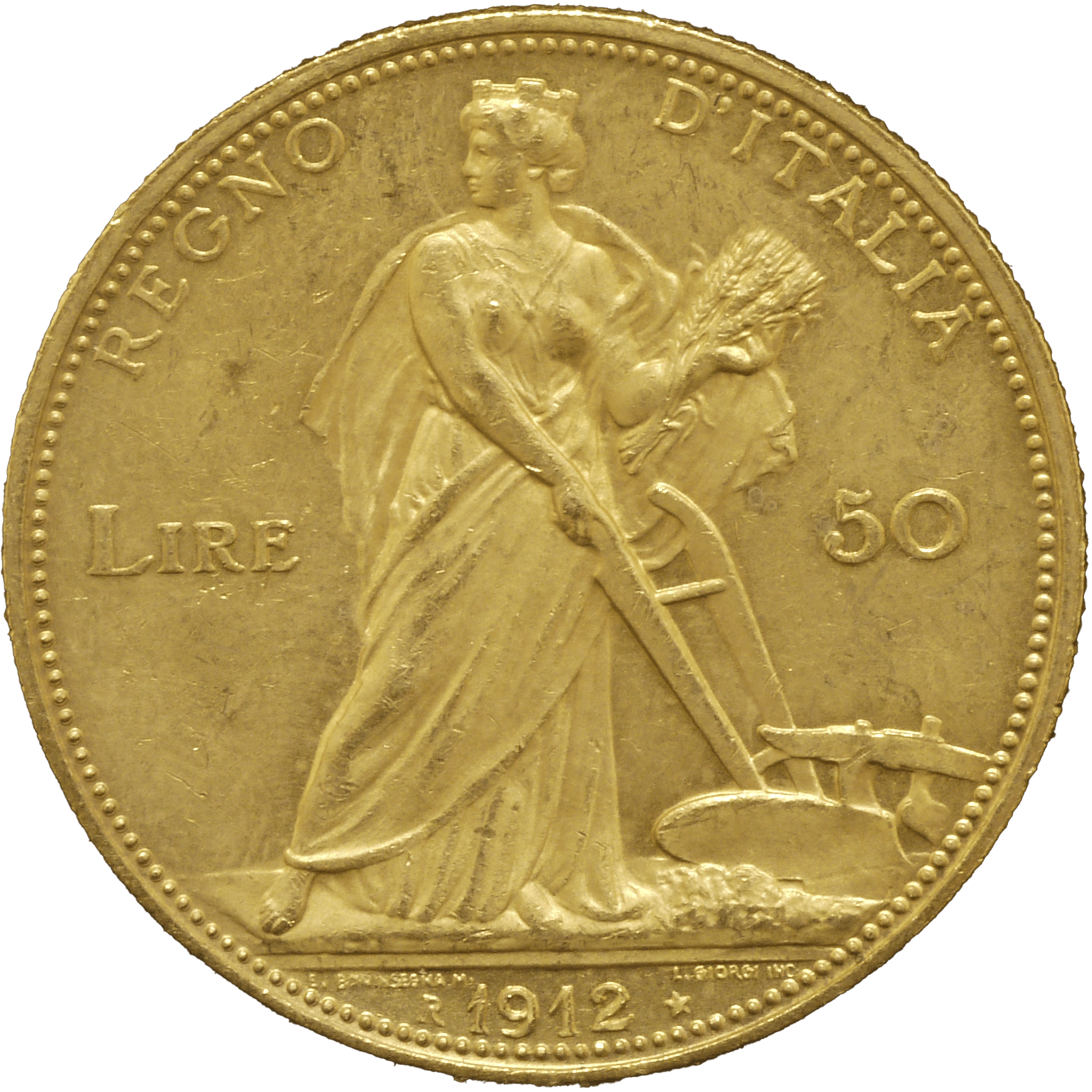 イタリア 50リレ金貨 1912年 ローマ鋳 ヴィットーリオ・エマヌエーレ3世 - NJ BUYER'S MARKETPLACE