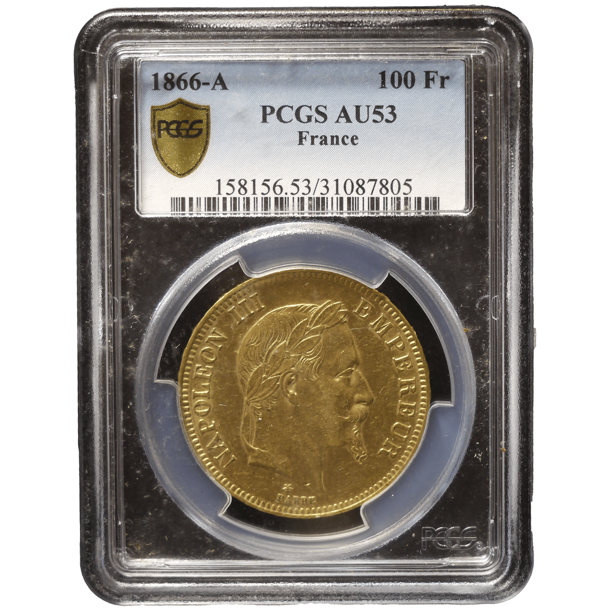 フランス 100フラン金貨 1866年 パリ鋳 ナポレオン3世 有冠 PCGS AU53 - NJ BUYER'S MARKETPLACE