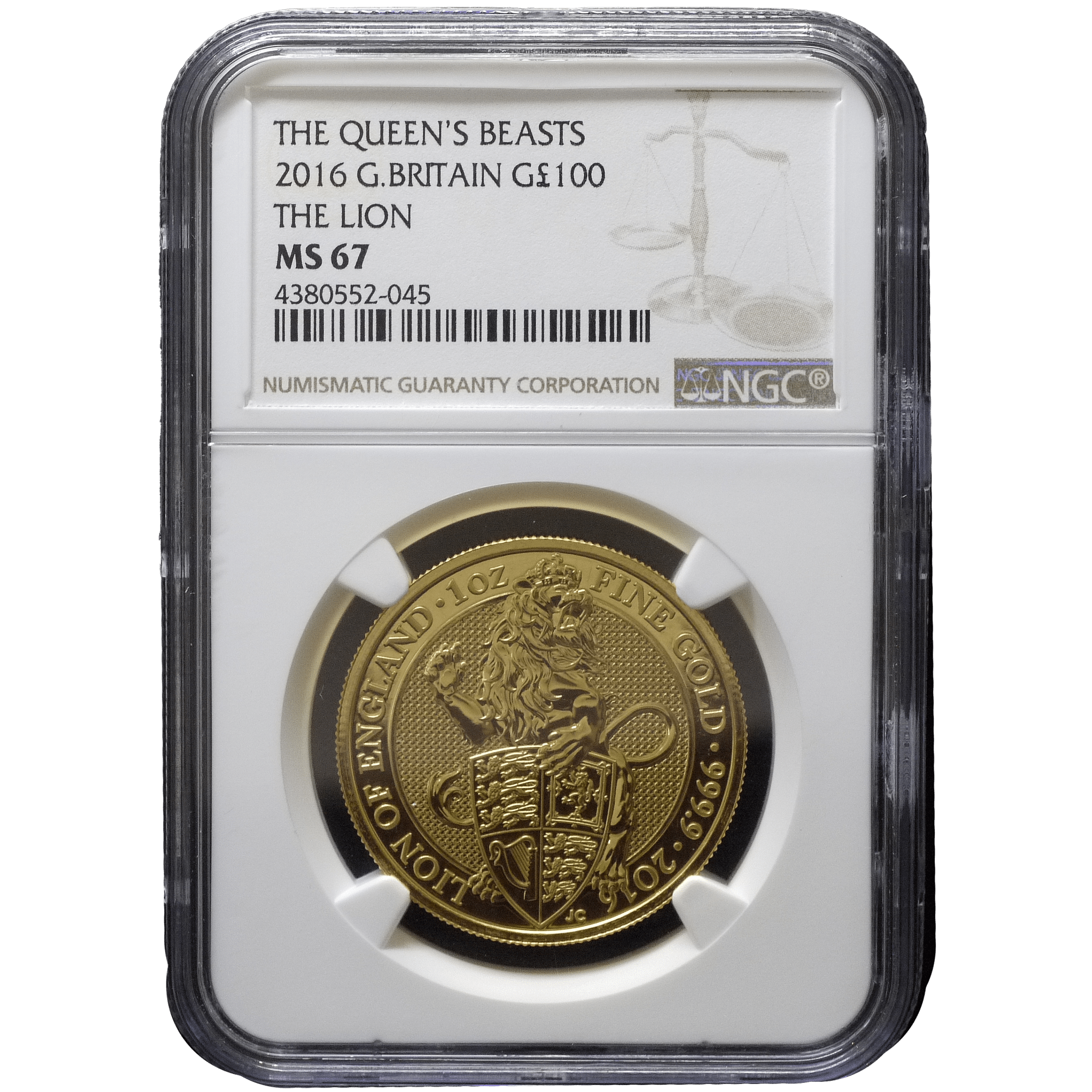 イギリス 100ポンド金貨 2016年 イングランドの獅子 NGC MS67 - NJ BUYER'S MARKETPLACE