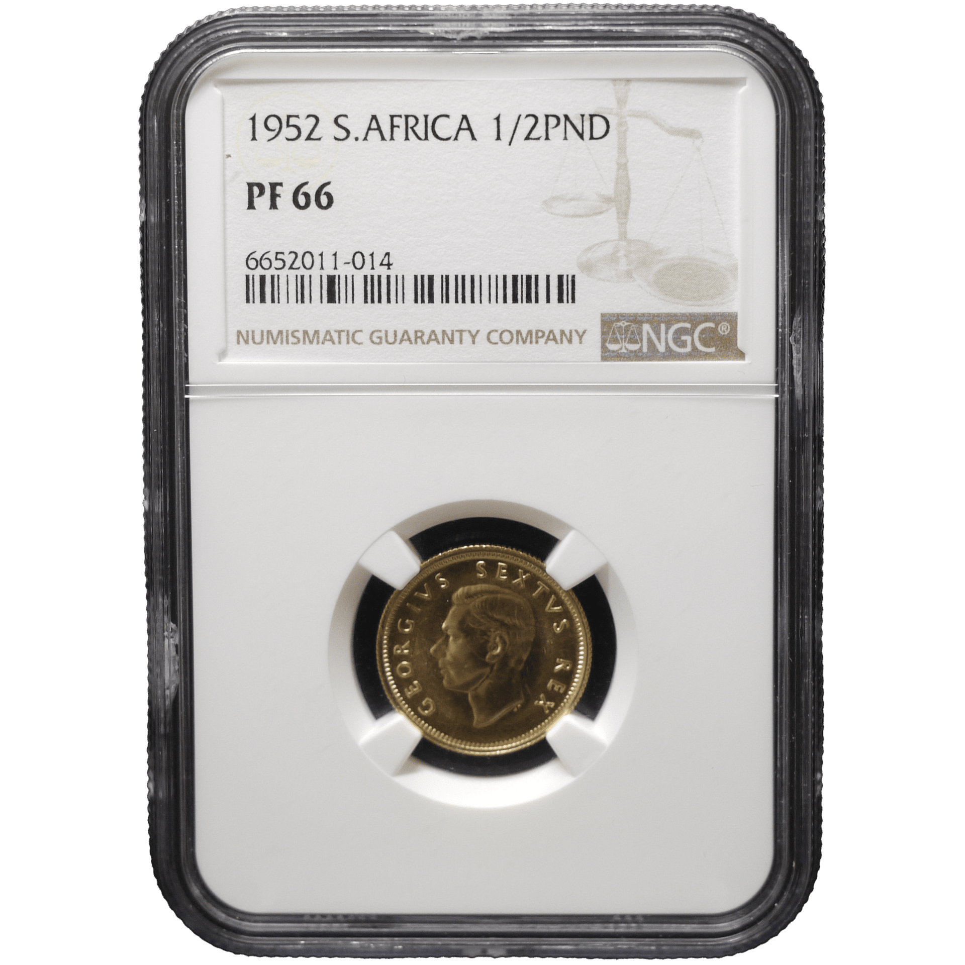 南アフリカ 1/2ポンド金貨 1952年 ジョージ6世 NGC PF66｜NJ BUYER'S