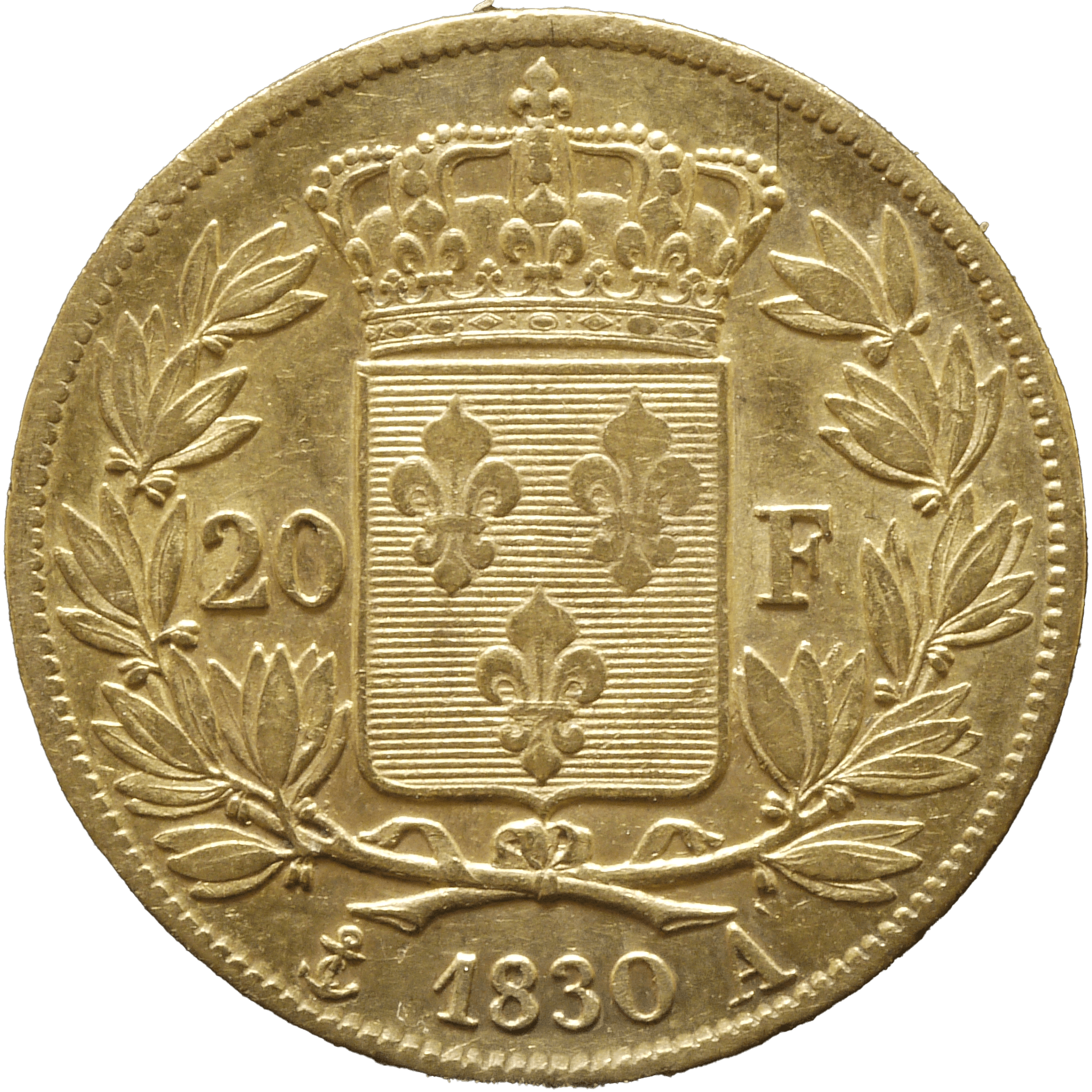 フランス 20フラン金貨 1830年 シャルル10世 パリ鋳 - NJ BUYER'S MARKETPLACE