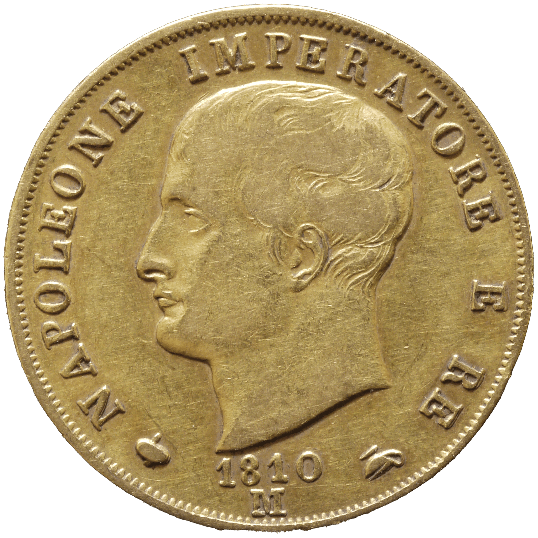 イタリア 40リレ金貨 1810年 ナポレオン1世 無冠 ミラノ鋳 - NJ BUYER'S MARKETPLACE