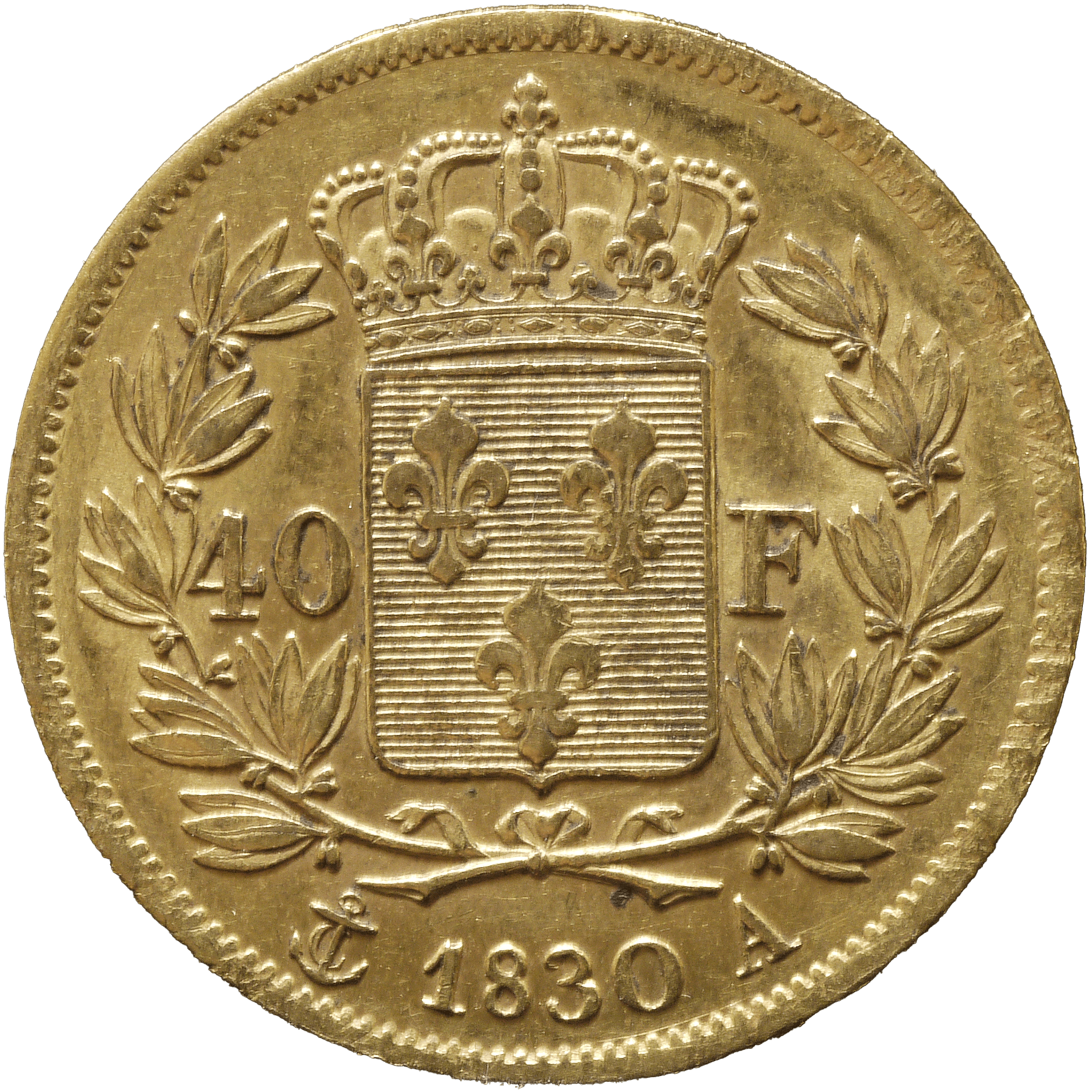 フランス 40フラン金貨 1830年 シャルル10世 パリ鋳 - NJ BUYER'S MARKETPLACE