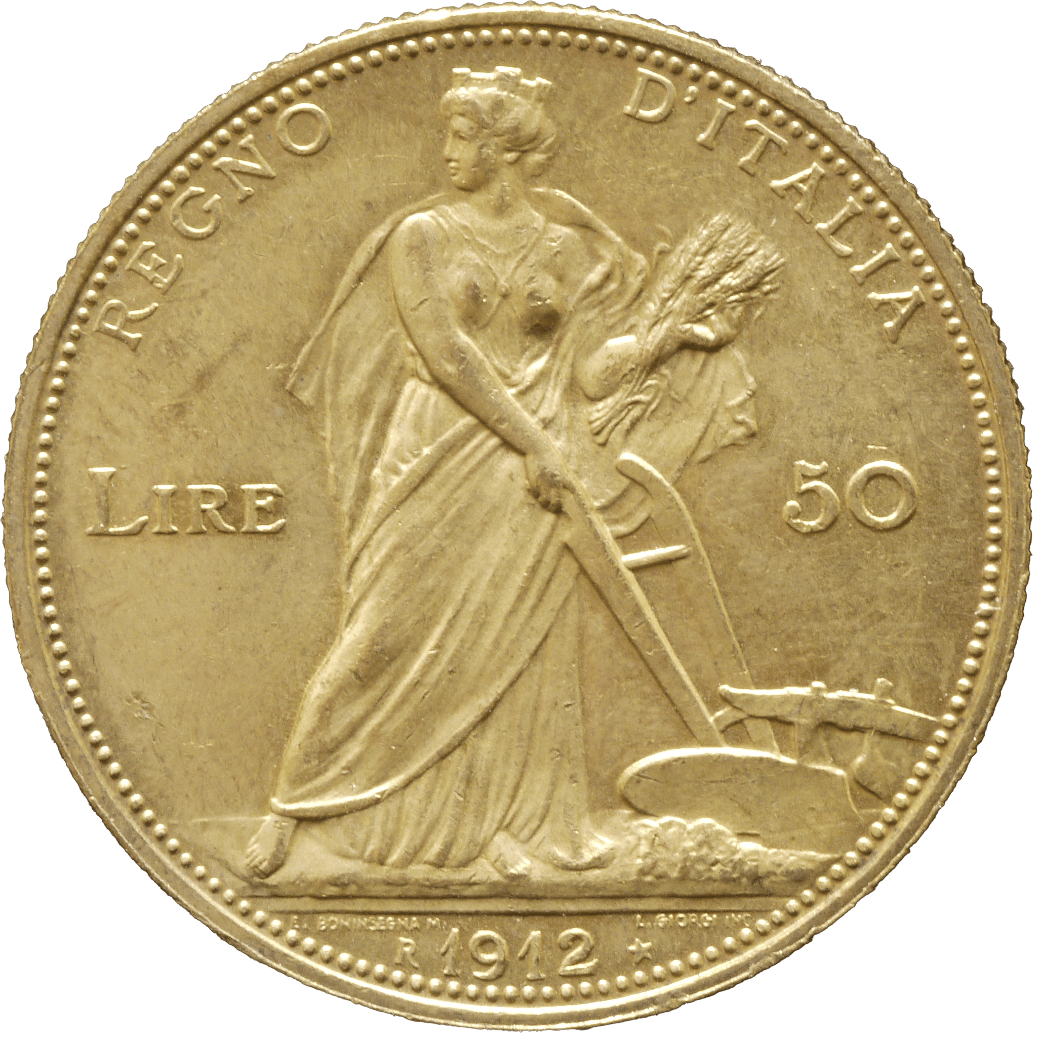 イタリア 50リレ金貨 1912年 ヴィットーリオ・エマヌエーレ3世 ローマ鋳 - NJ BUYER'S MARKETPLACE
