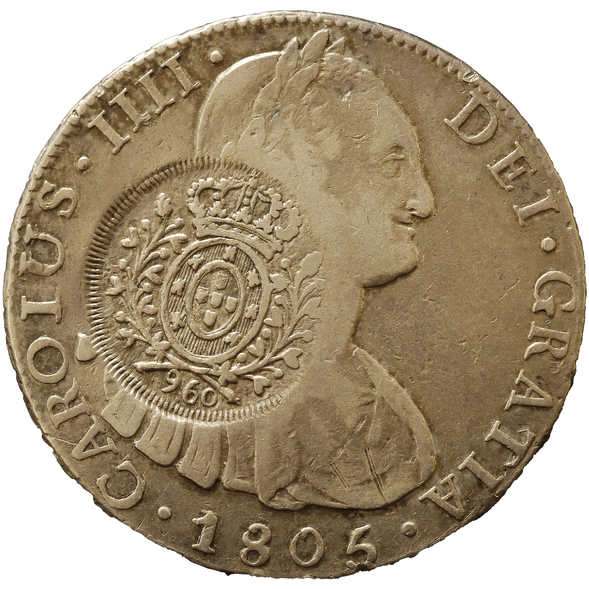 ボリビア 8レアル銀貨 1805年 ポトシ鋳 カルロス4世 加刻印 ブラジル - NJ BUYER'S MARKETPLACE