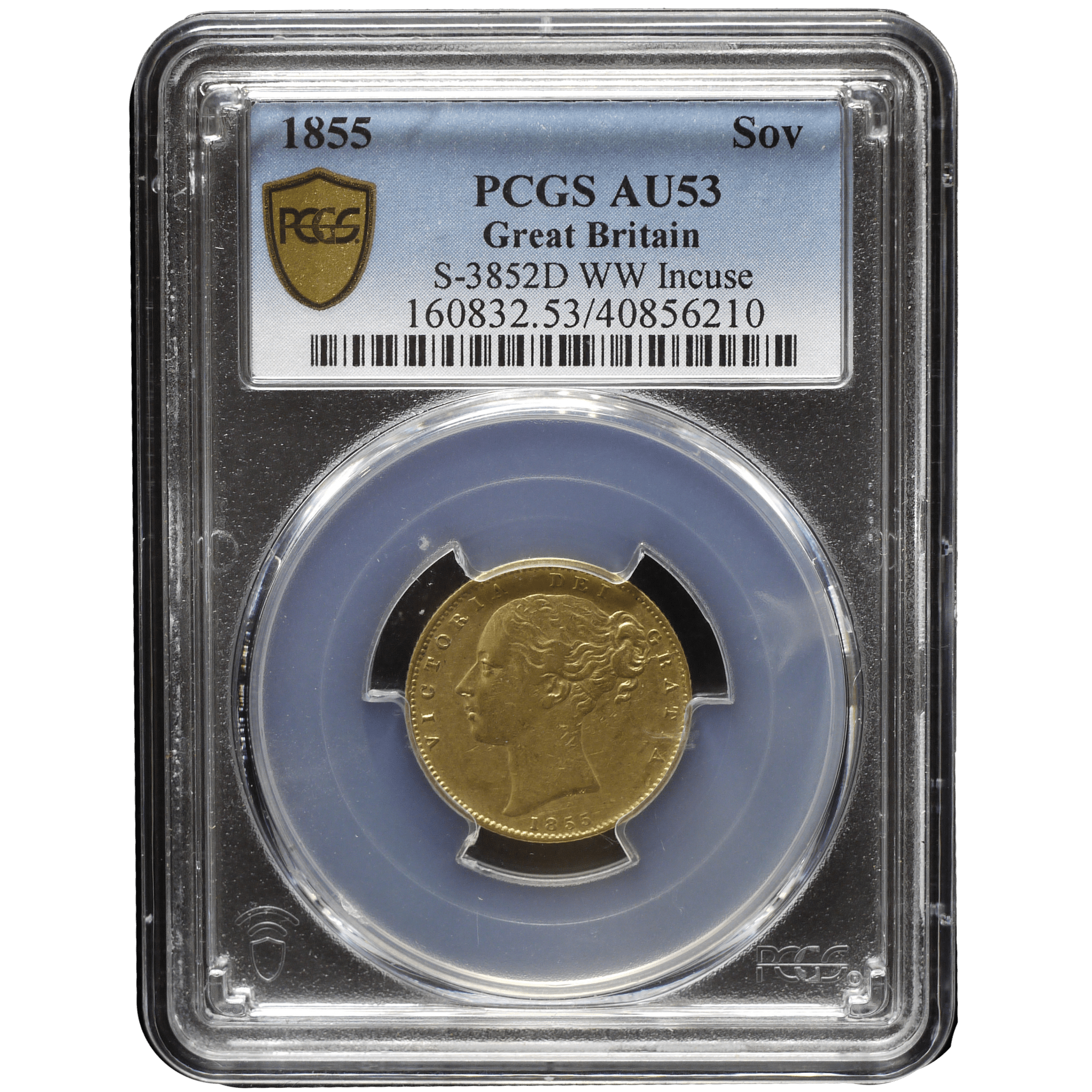 イギリス ソヴリン金貨 1855年 ロンドン鋳 ヴィクトリア PCGS AU53 - NJ BUYER'S MARKETPLACE