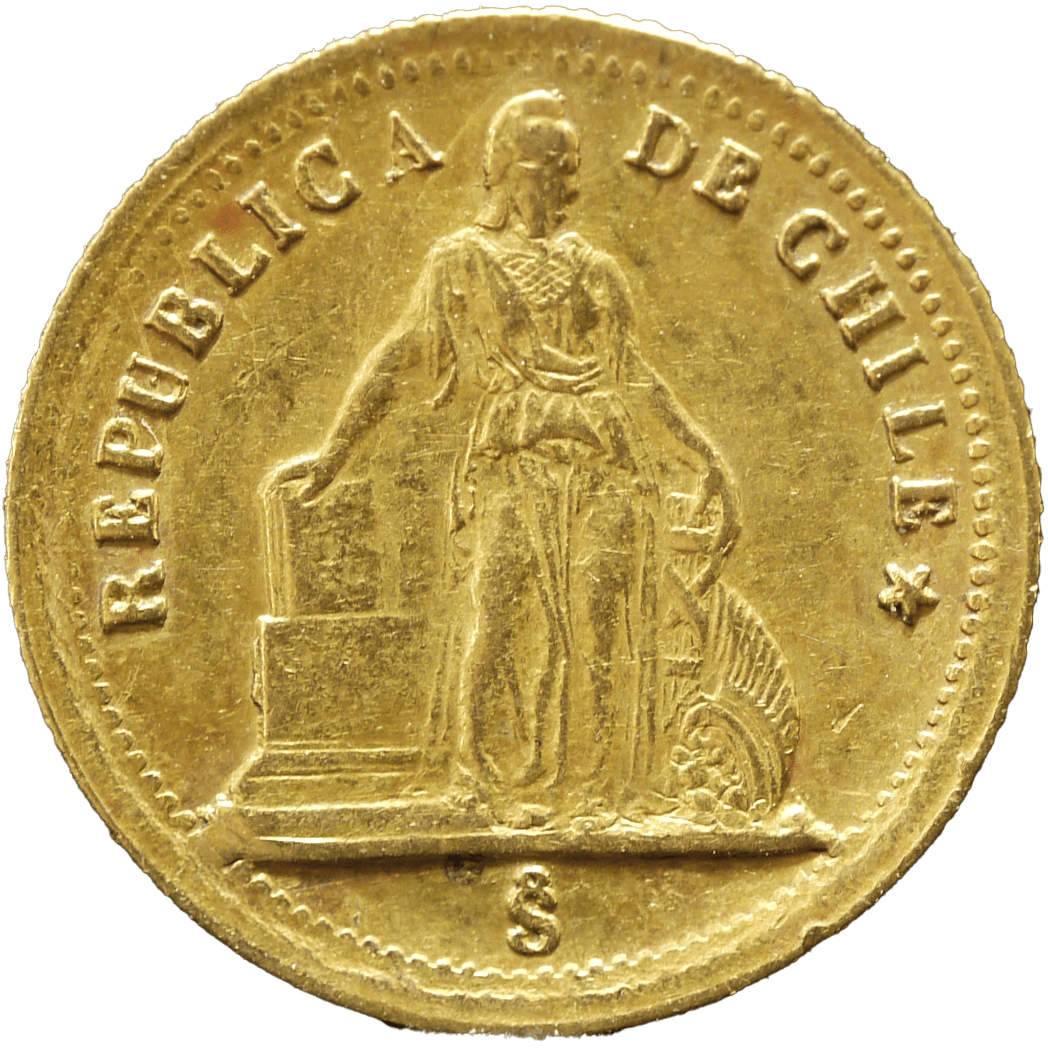 チリ 1ペソ金貨 1863年 サンティアゴ鋳 女神立像 - NJ BUYER'S MARKETPLACE