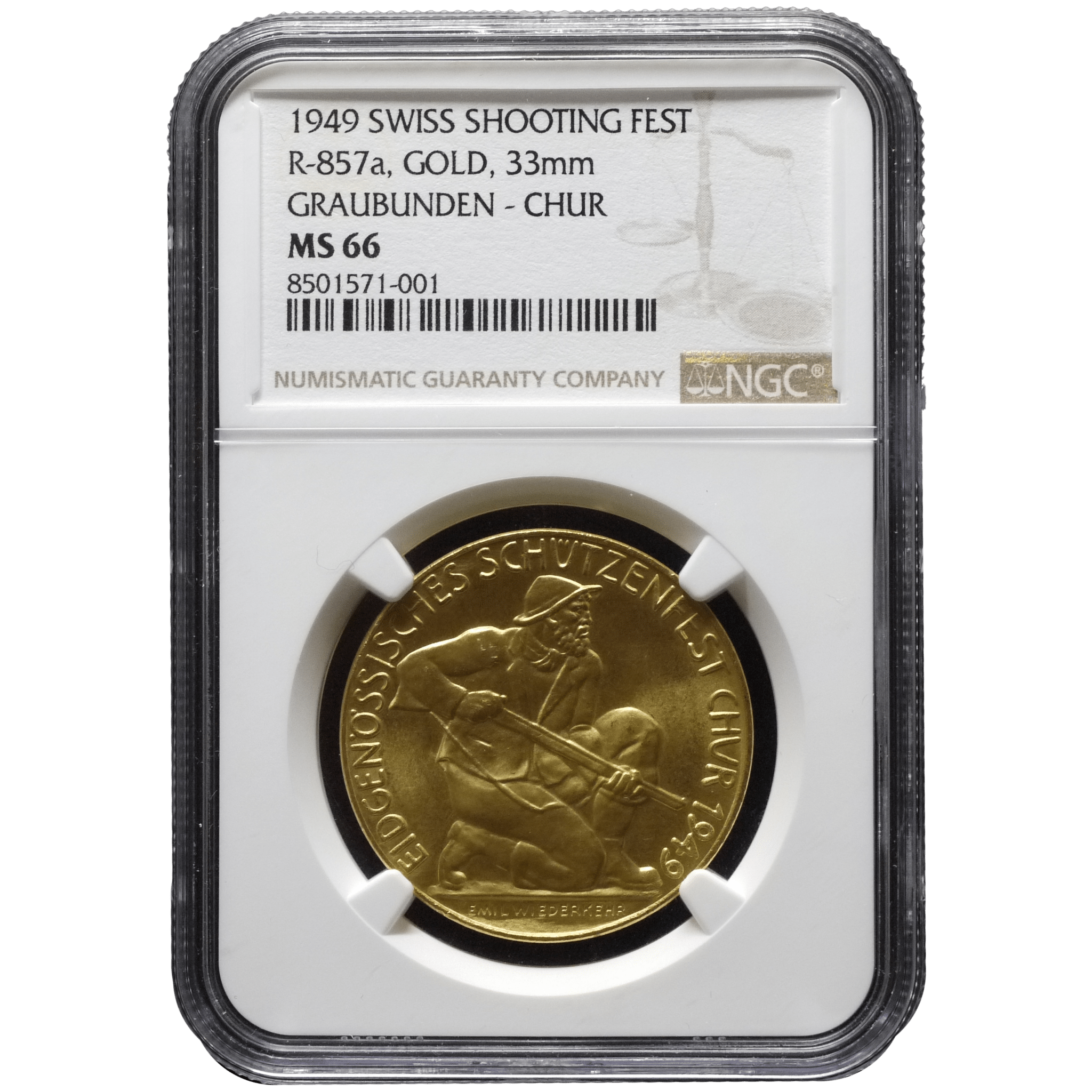 スイス 金メダル 1949年 射撃祭 NGC MS66 - NJ BUYER'S MARKETPLACE