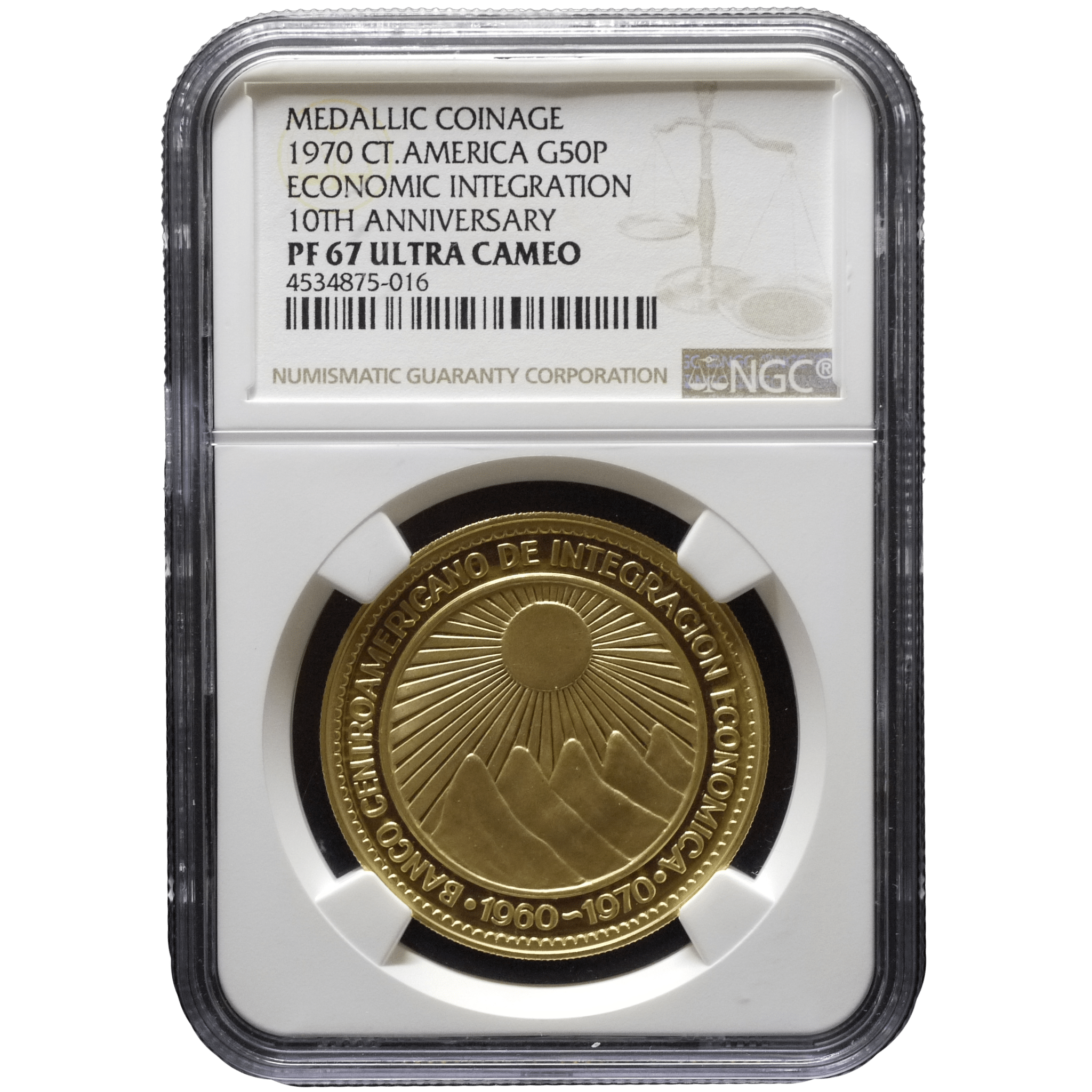 中央アメリカ 50ペソ金貨 1970年 銀行創立10周年 NGC PF67UC - NJ BUYER'S MARKETPLACE