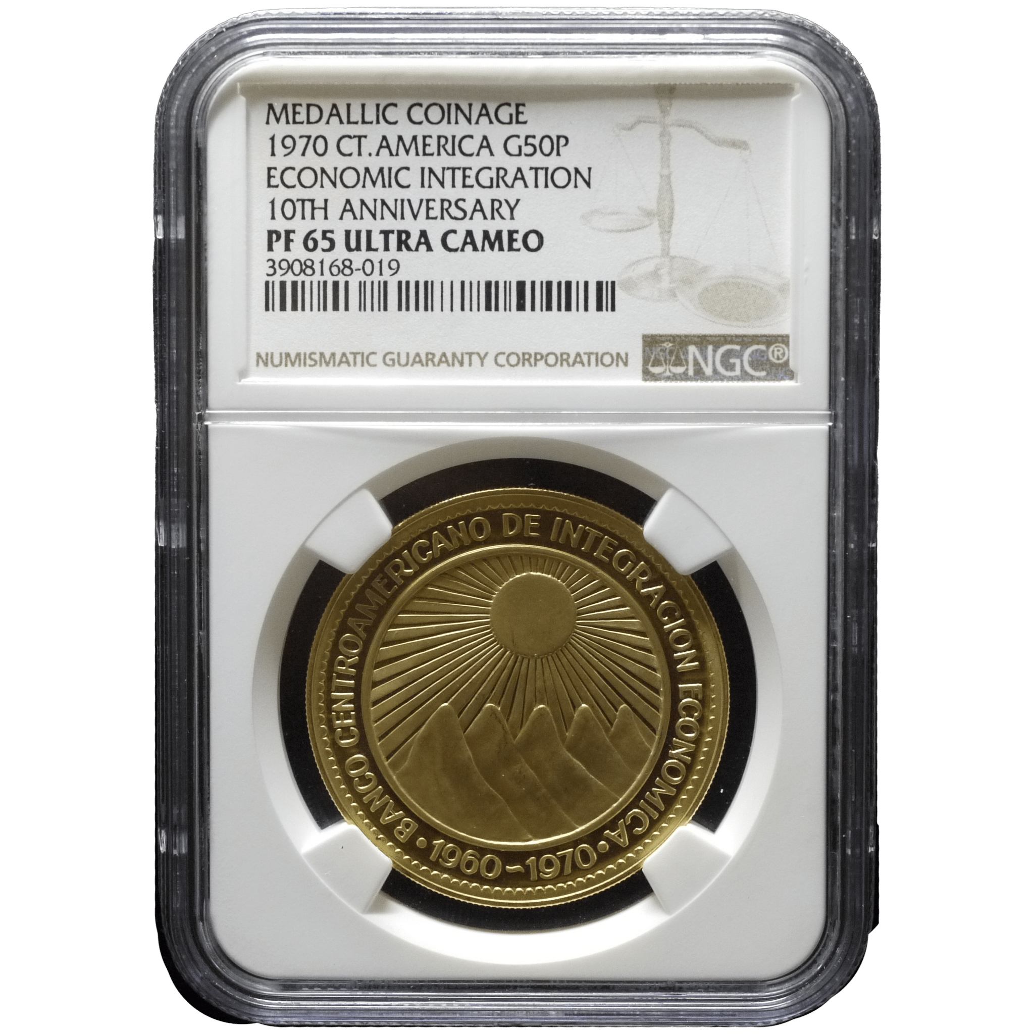 中央アメリカ 50ペソ金貨 1970年 銀行創立10周年 NGC PF65UC - NJ BUYER'S MARKETPLACE