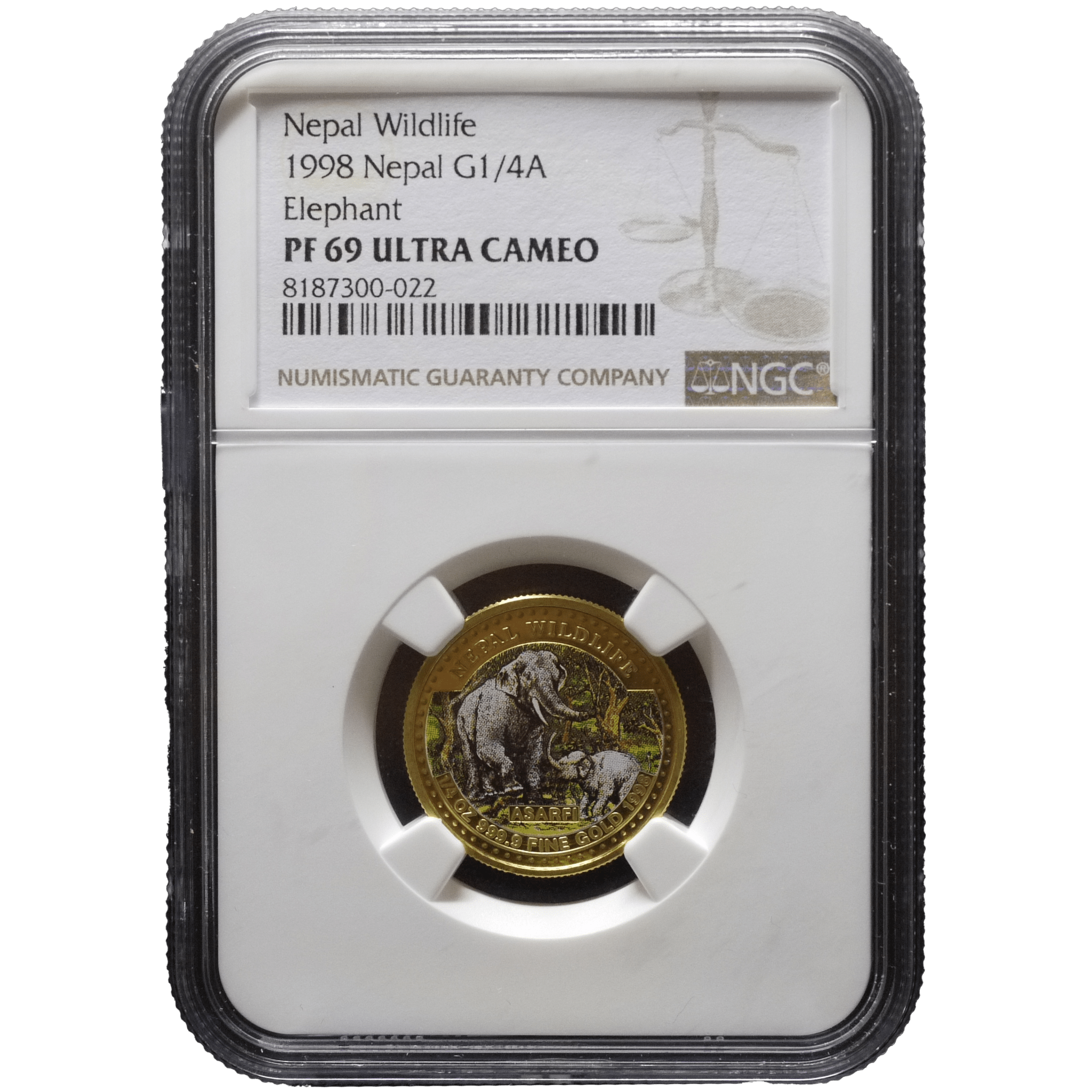 ネパール 1/4アサルフィー金貨 1998年 象の親子 PF69UC 最高鑑定 - NJ BUYER'S MARKETPLACE