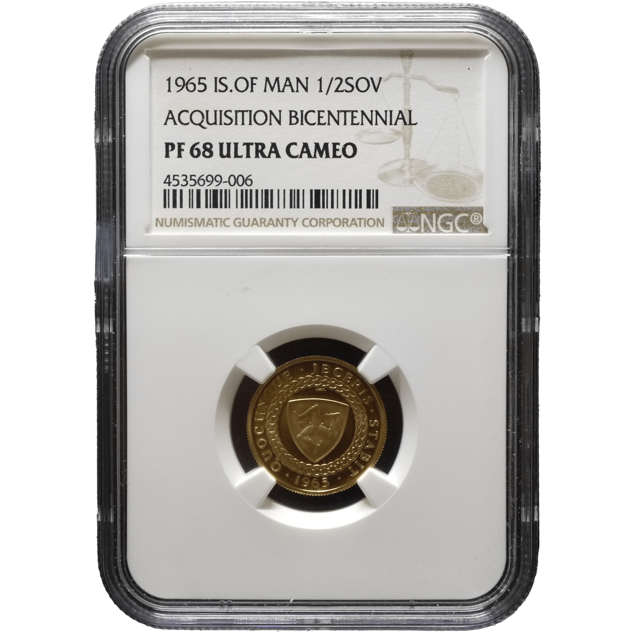 マン島 1/2ソヴリン金貨 1965年 トリスケル（三脚巴）NGC PF68UC - NJ BUYER'S MARKETPLACE