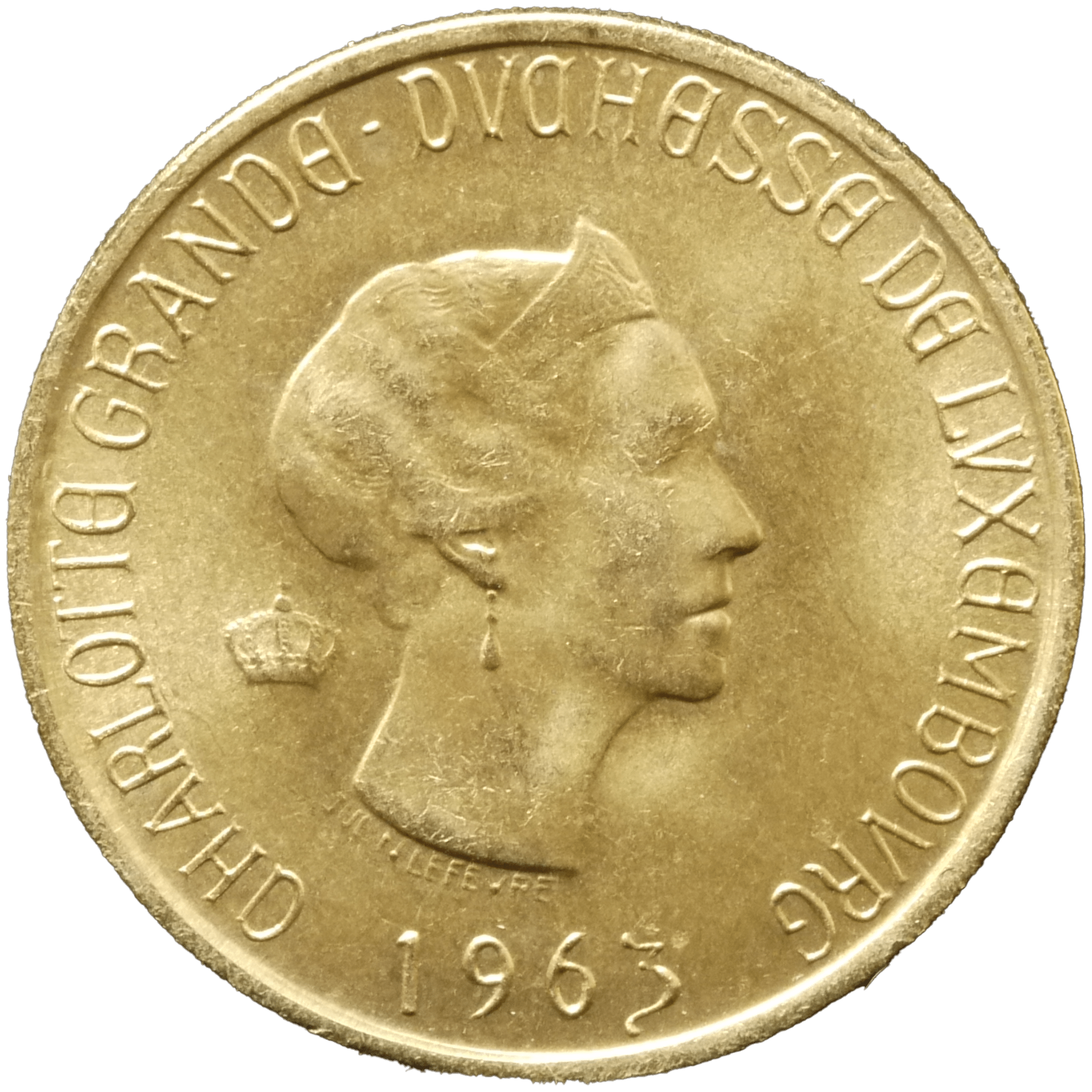 ルクセンブルク 20フラン金貨 1963年 ブリュッセル鋳 シャルロット大公妃 - NJ BUYER'S MARKETPLACE