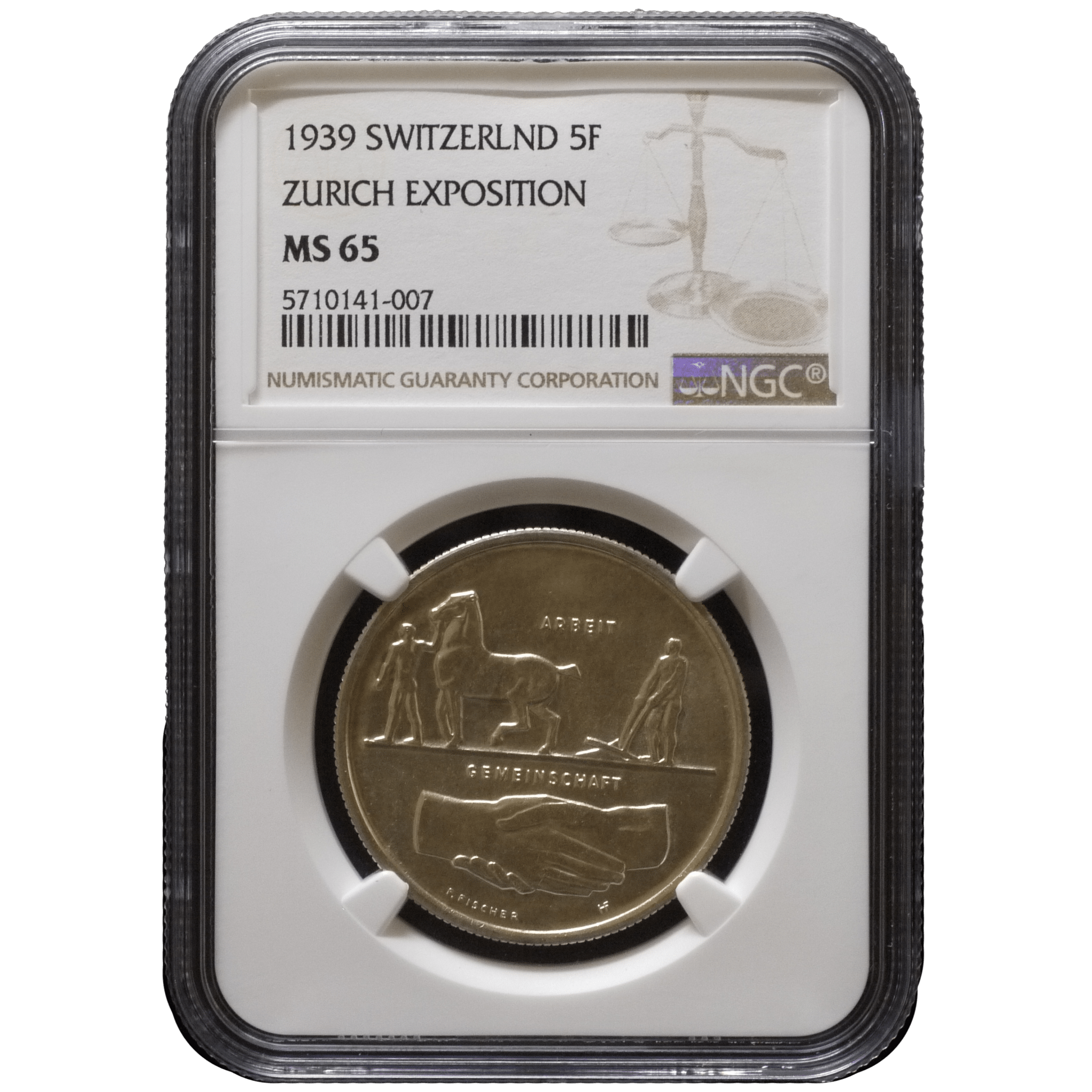 スイス 5フラン銀貨 1939年 チューリッヒ博覧会 NGC MS65 - NJ BUYER'S MARKETPLACE