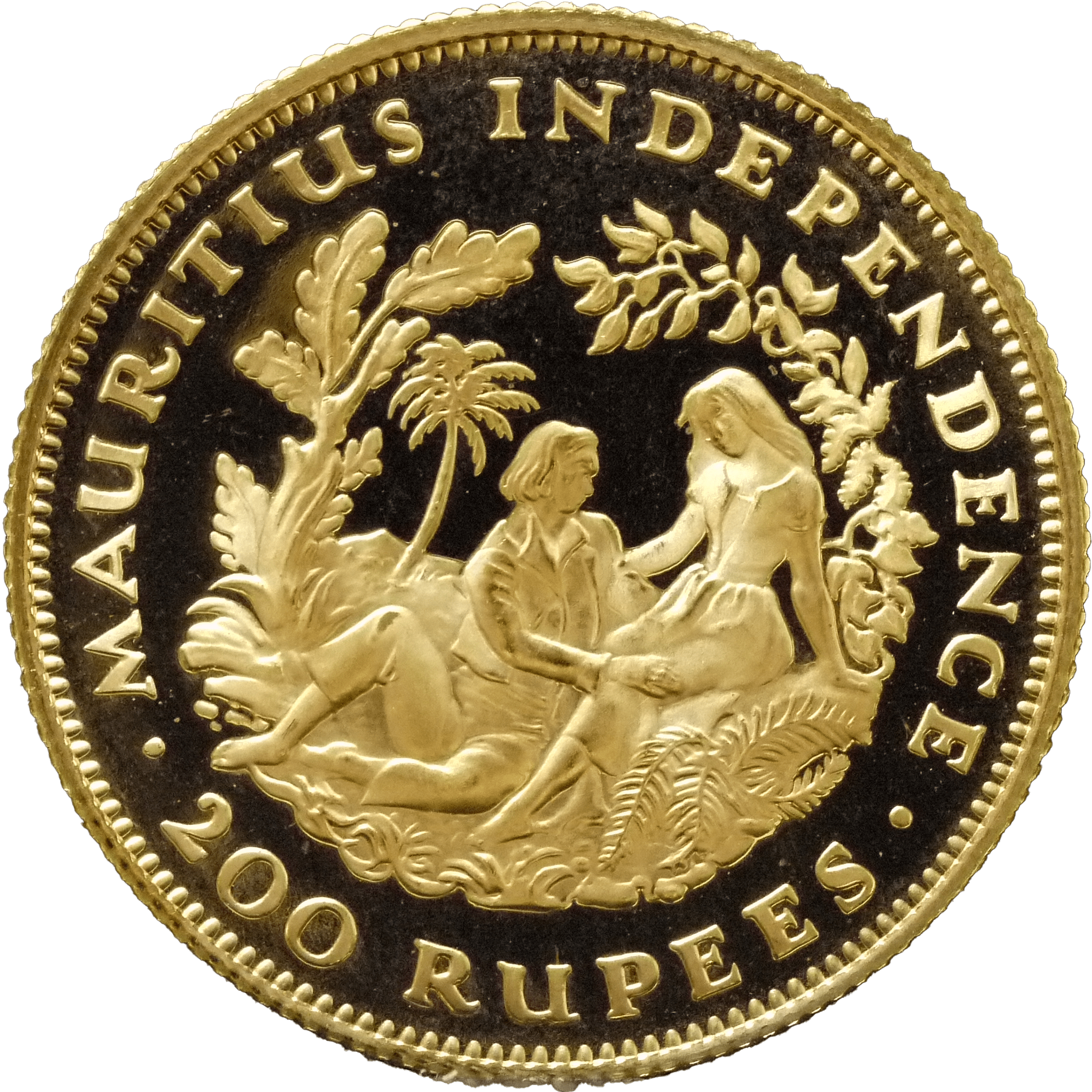 モーリシャス 200ルピー金貨 1971年 ロンドン鋳 モーリシャス独立記念