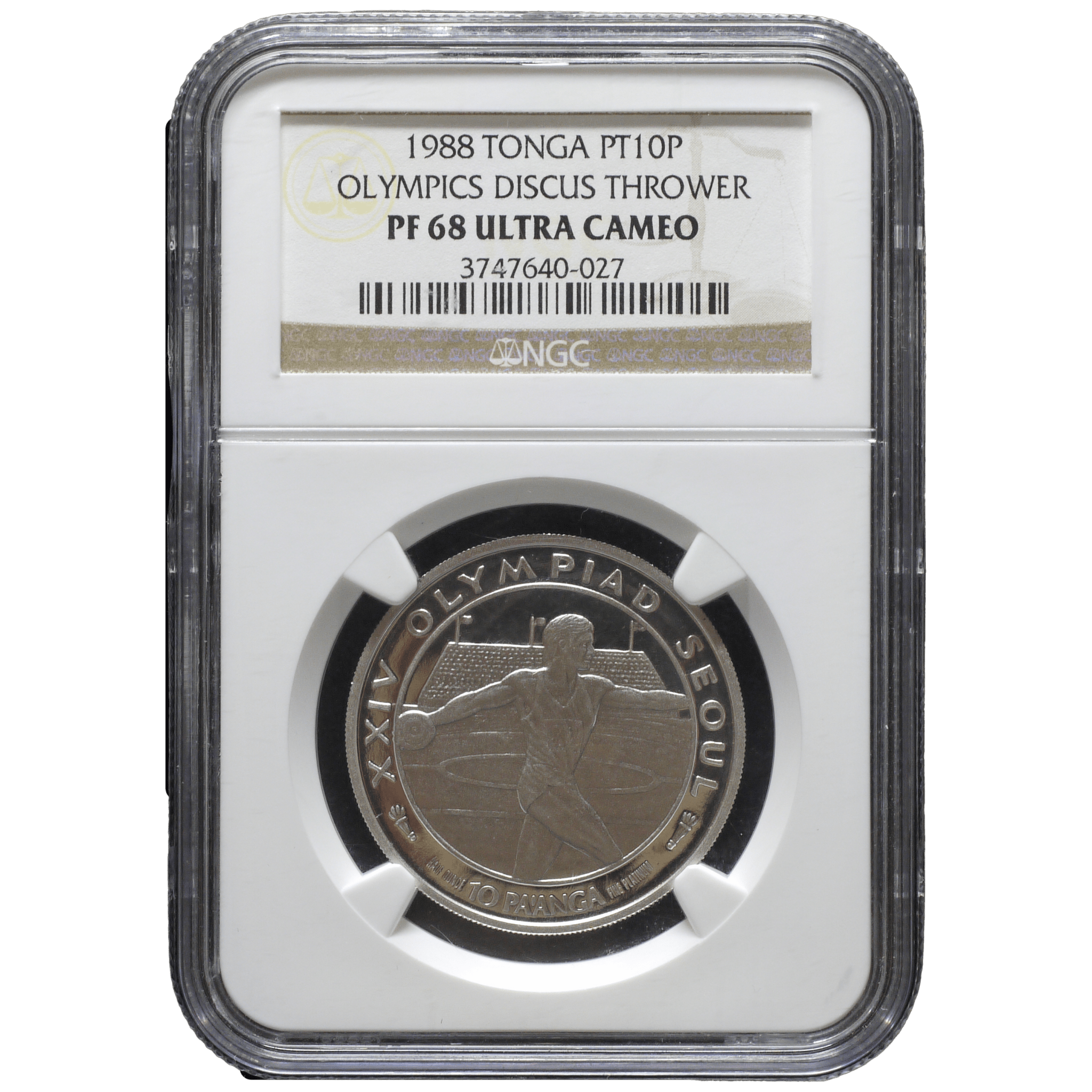 トンガ 10パアンガプラチナ貨 1988年 ソウルオリンピック NGC PF68UC - NJ BUYER'S MARKETPLACE