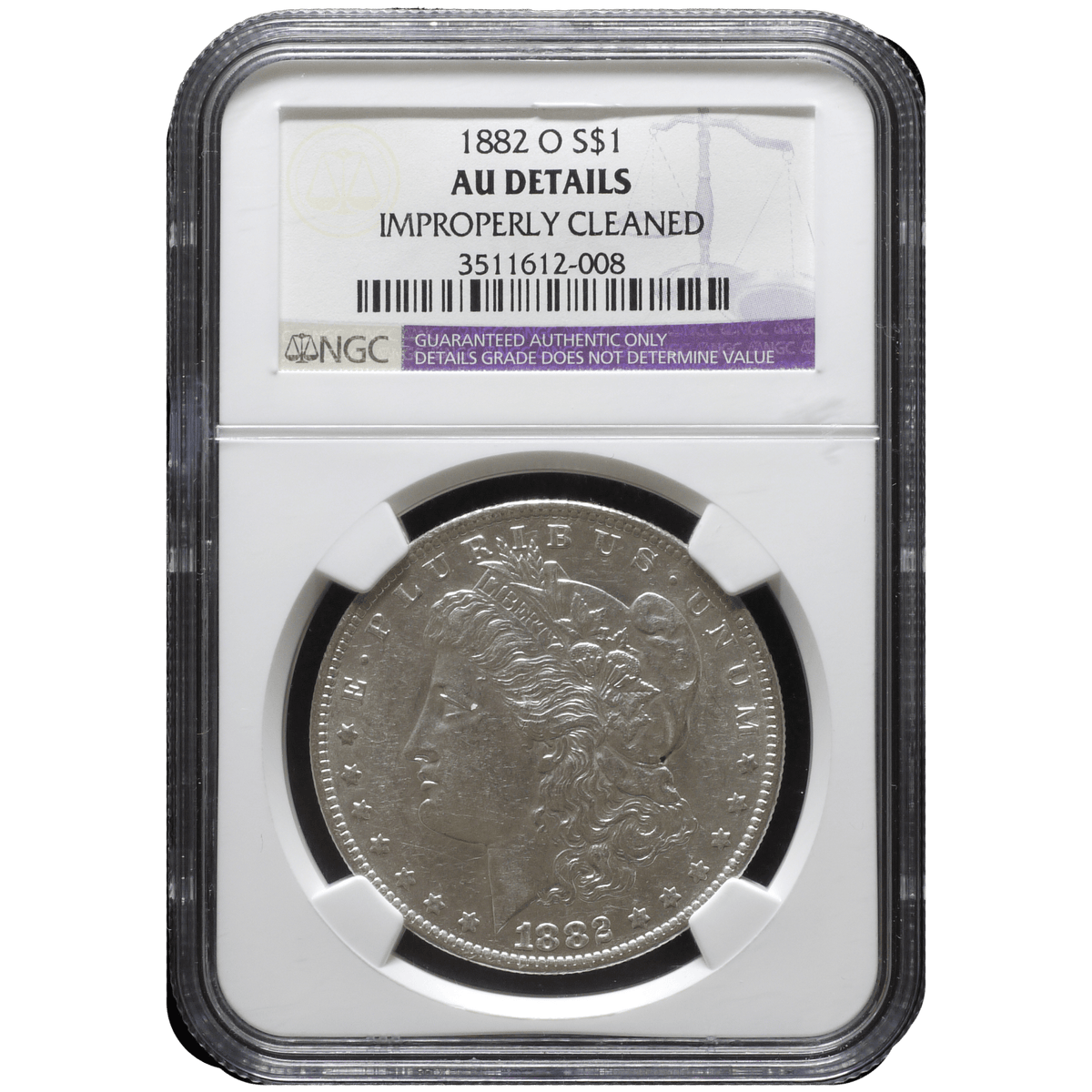 アメリカ 1ドル銀貨 1882年 ニューオリンズ鋳 モルガンダラー NGC AU