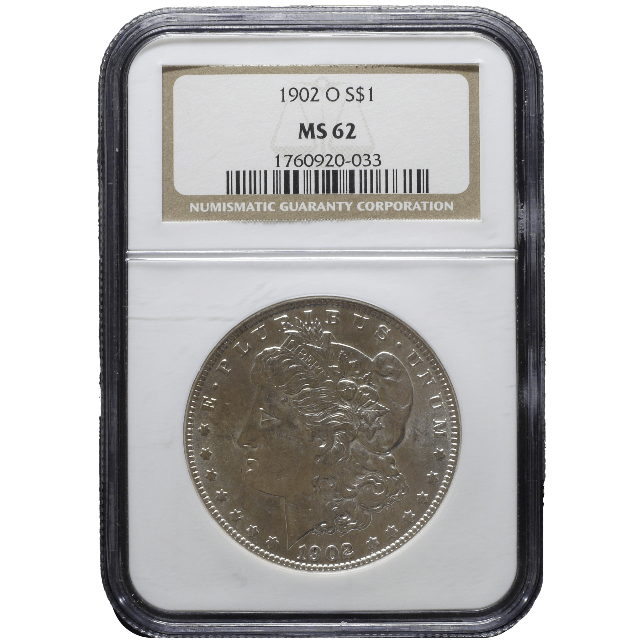 アメリカ 1ドル銀貨 1902年 ニューオリンズ鋳 モルガンダラー NGC MS62