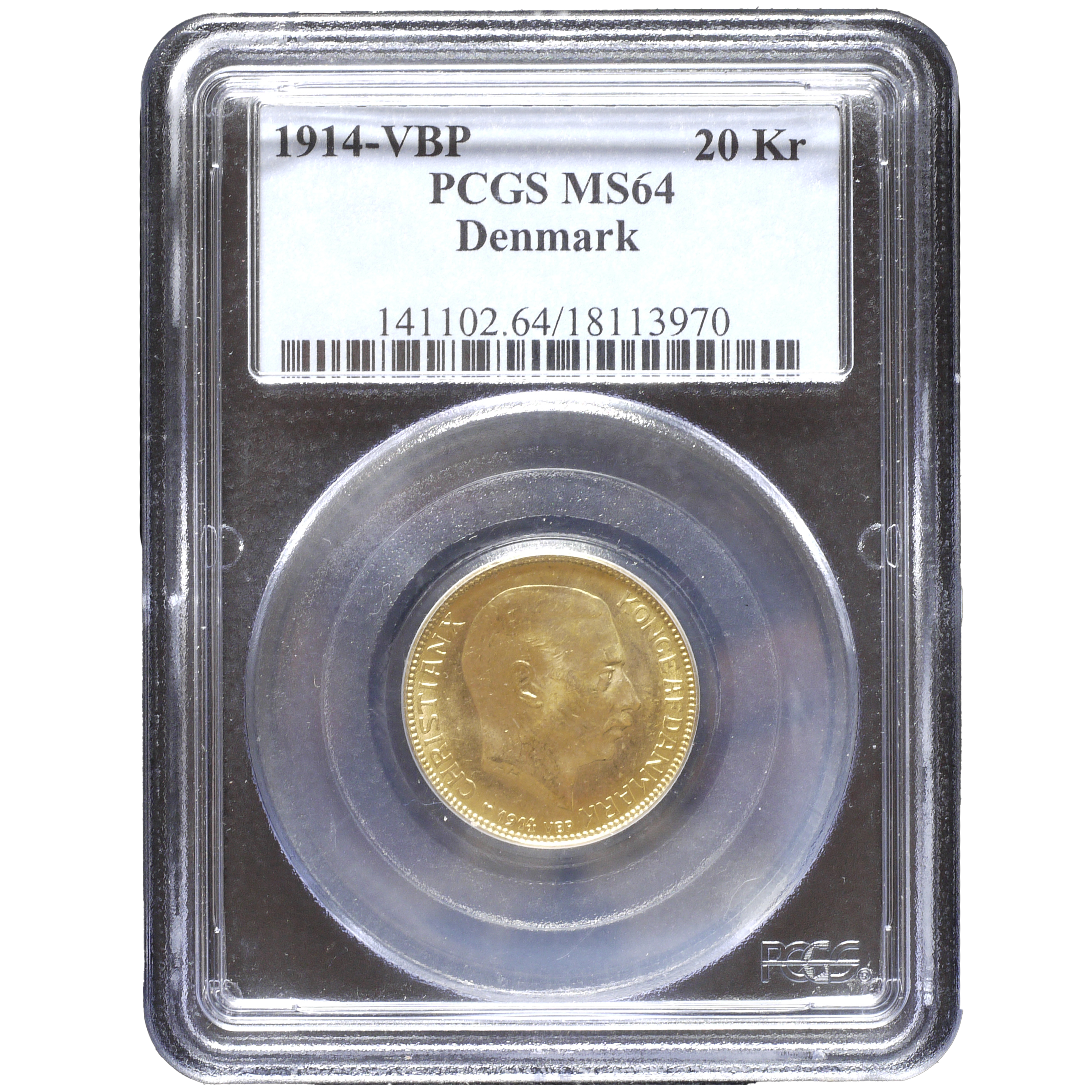 デンマーク 20クローネ金貨 1914年 PCGS MS64 コペンハーゲン鋳