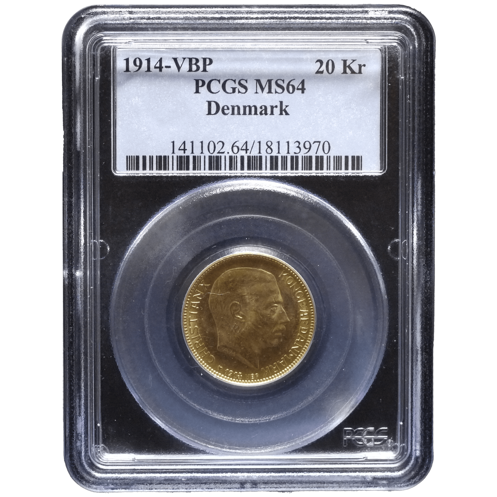 デンマーク 20クローネ金貨 1914年 PCGS MS64 コペンハーゲン鋳 クリスチャン10世 PCGS MS64 - NJ BUYER'S MARKETPLACE