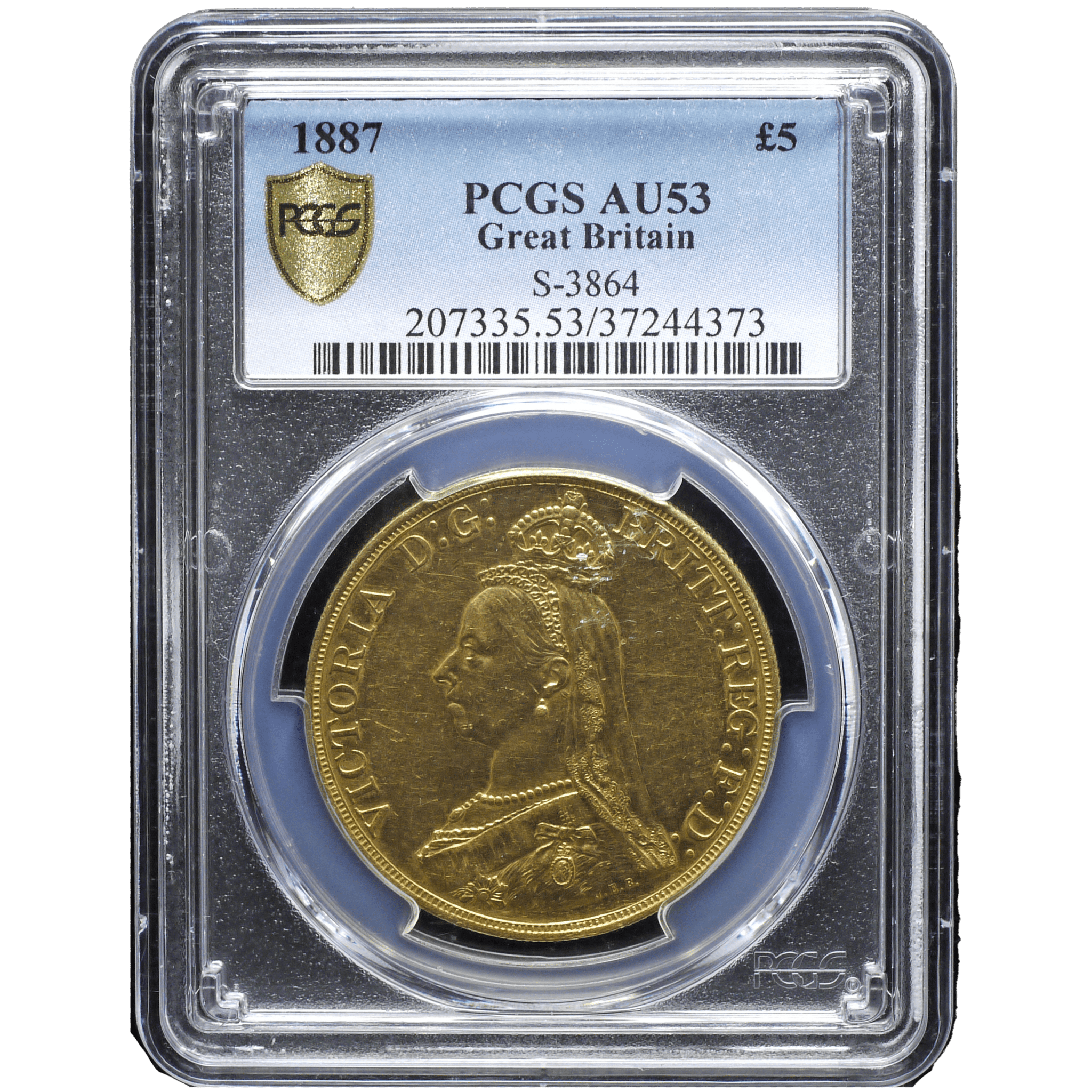 イギリス 5ポンド金貨 1887年 ロンドン鋳 ヴィクトリア PCGS AU53 - NJ BUYER'S MARKETPLACE