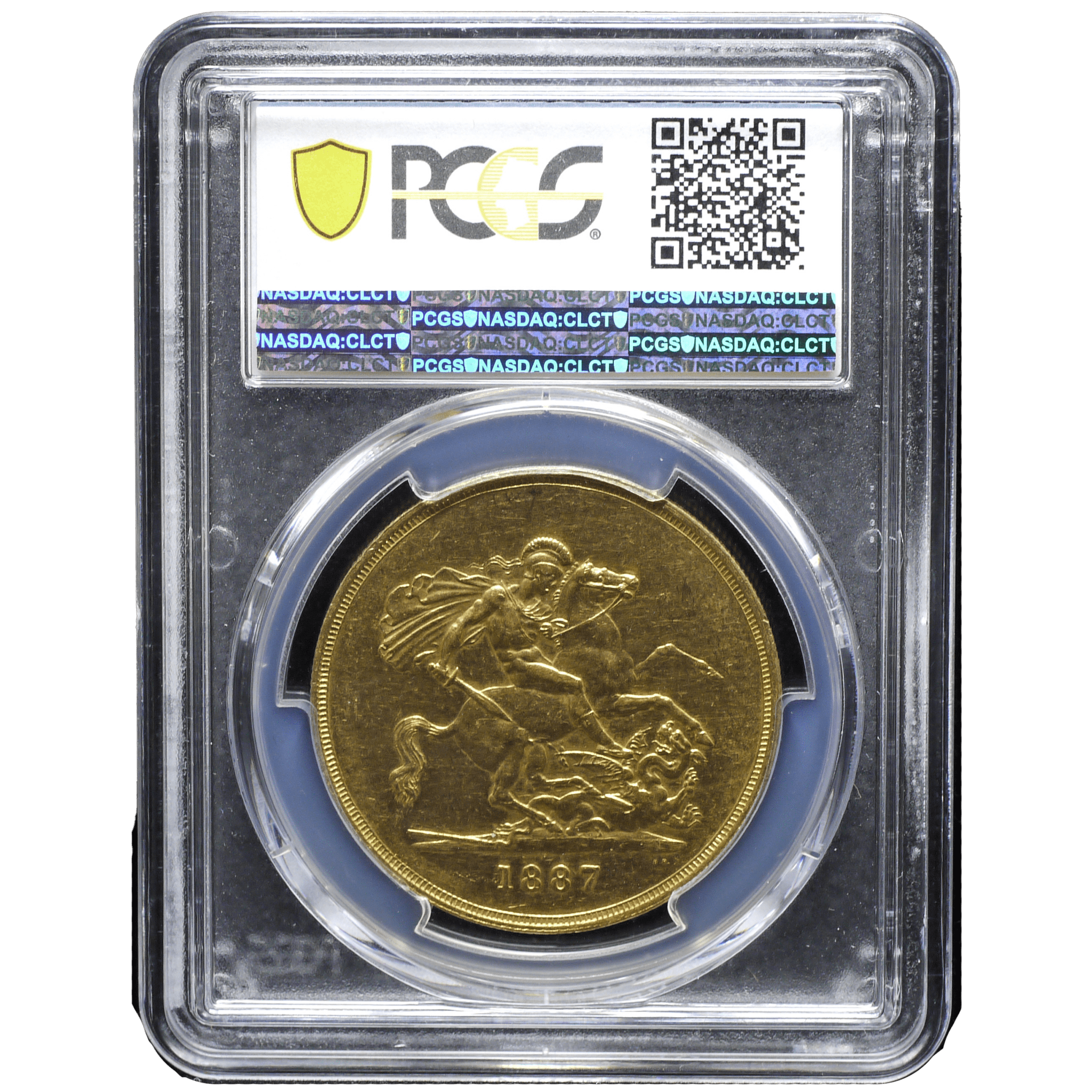 イギリス 5ポンド金貨 1887年 ロンドン鋳 ヴィクトリア PCGS AU53｜NJ
