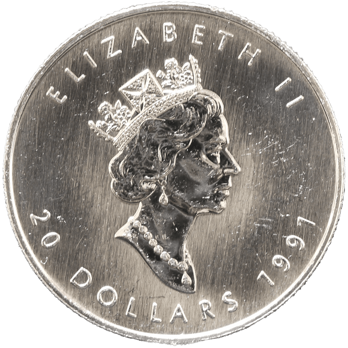 カナダ 20ドルプラチナ貨 1991年 オタワ鋳 エリザベス2世 メイプル