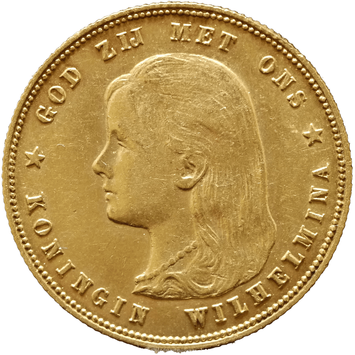 金貨 オランダ王国 5グルデン 1912年　ウィルヘルミナ女王 オランダ 10グルデン金貨 1911年 ウィルヘルミナ女王 第3肖像｜NJ