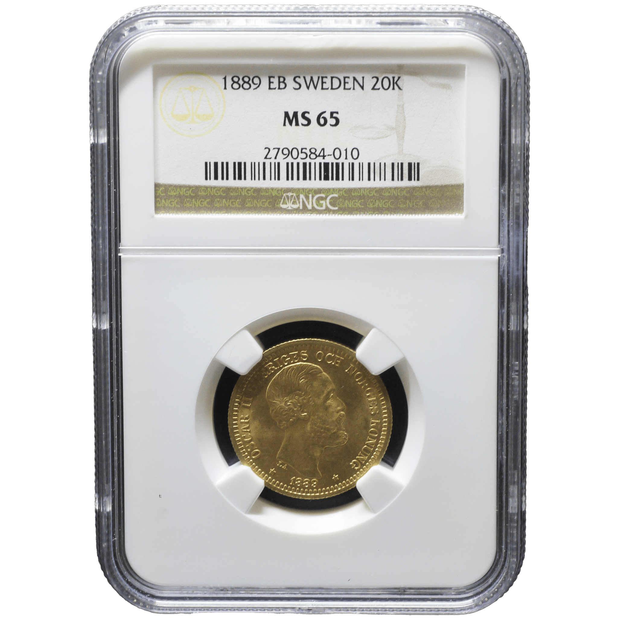 スウェーデン 20クロノール金貨 1889年 クングスホルメン鋳 オスカル2世 NGC MS65 - NJ BUYER'S MARKETPLACE