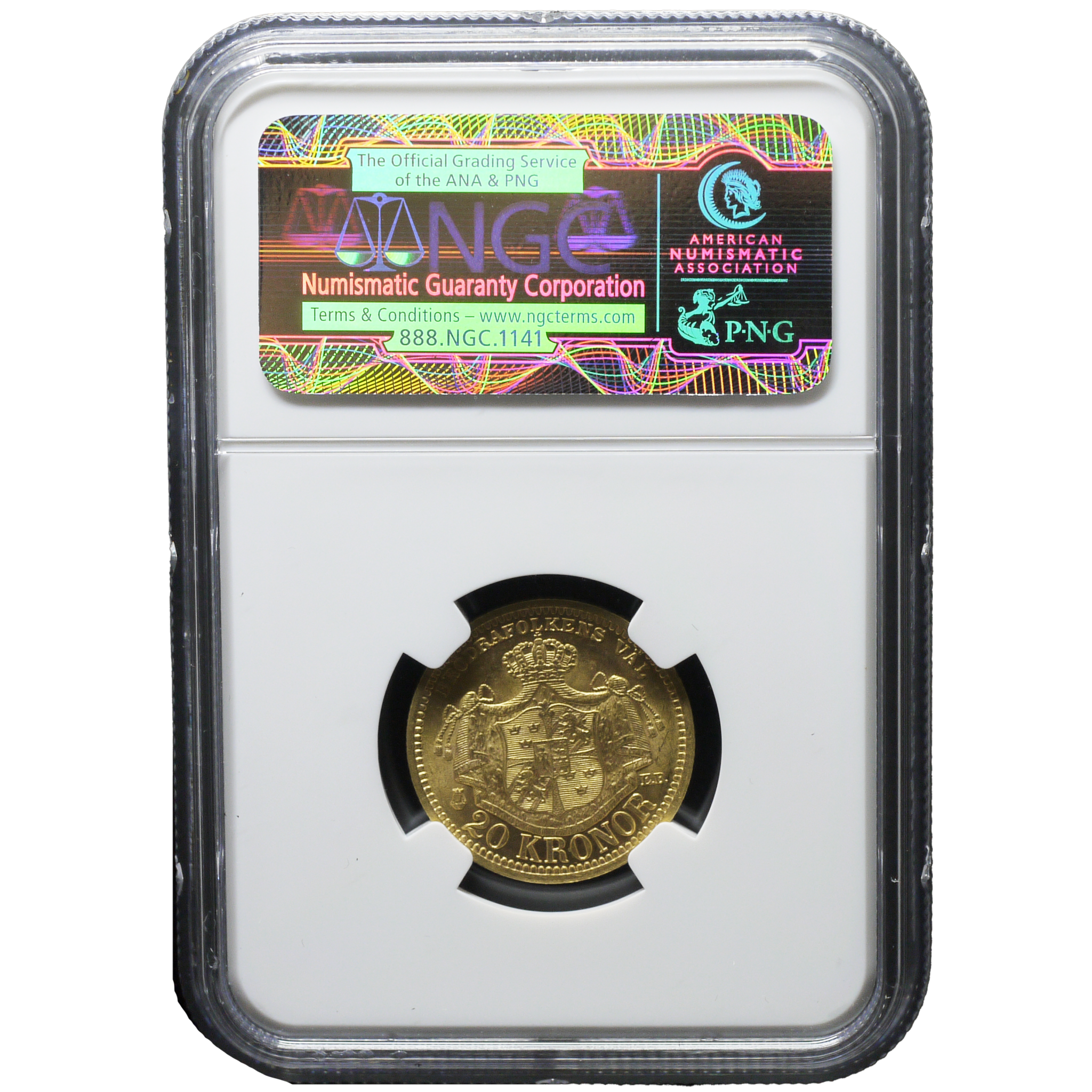 スウェーデン 20クロノール金貨 1889年 クングスホルメン鋳 オスカル2世 NGC MS65 - NJ BUYER'S MARKETPLACE