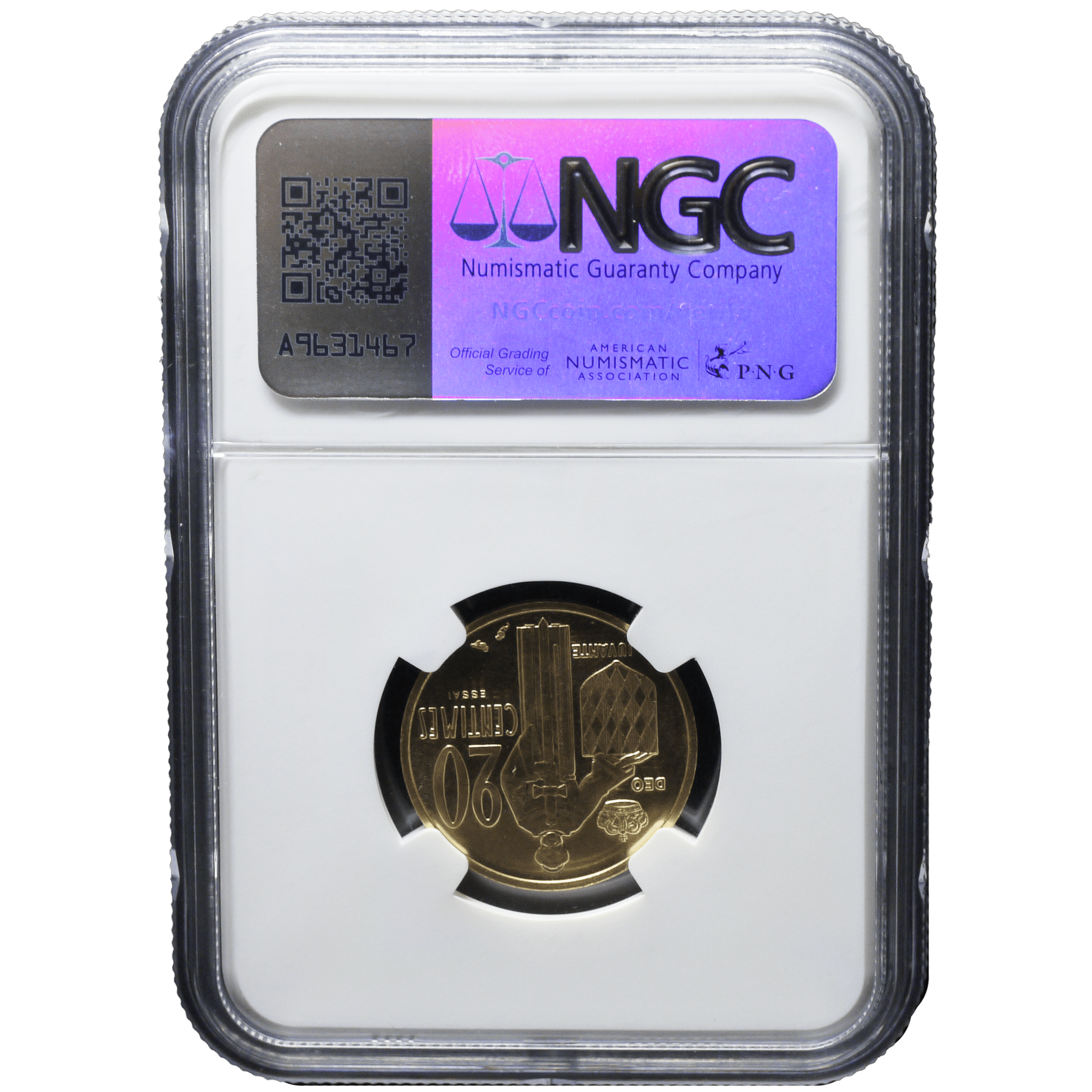 モナコ 20サンチーム金貨 1962年 パリ鋳 レーニエ3世 エッセイ（試鋳貨）NGC MS67 - NJ BUYER'S MARKETPLACE