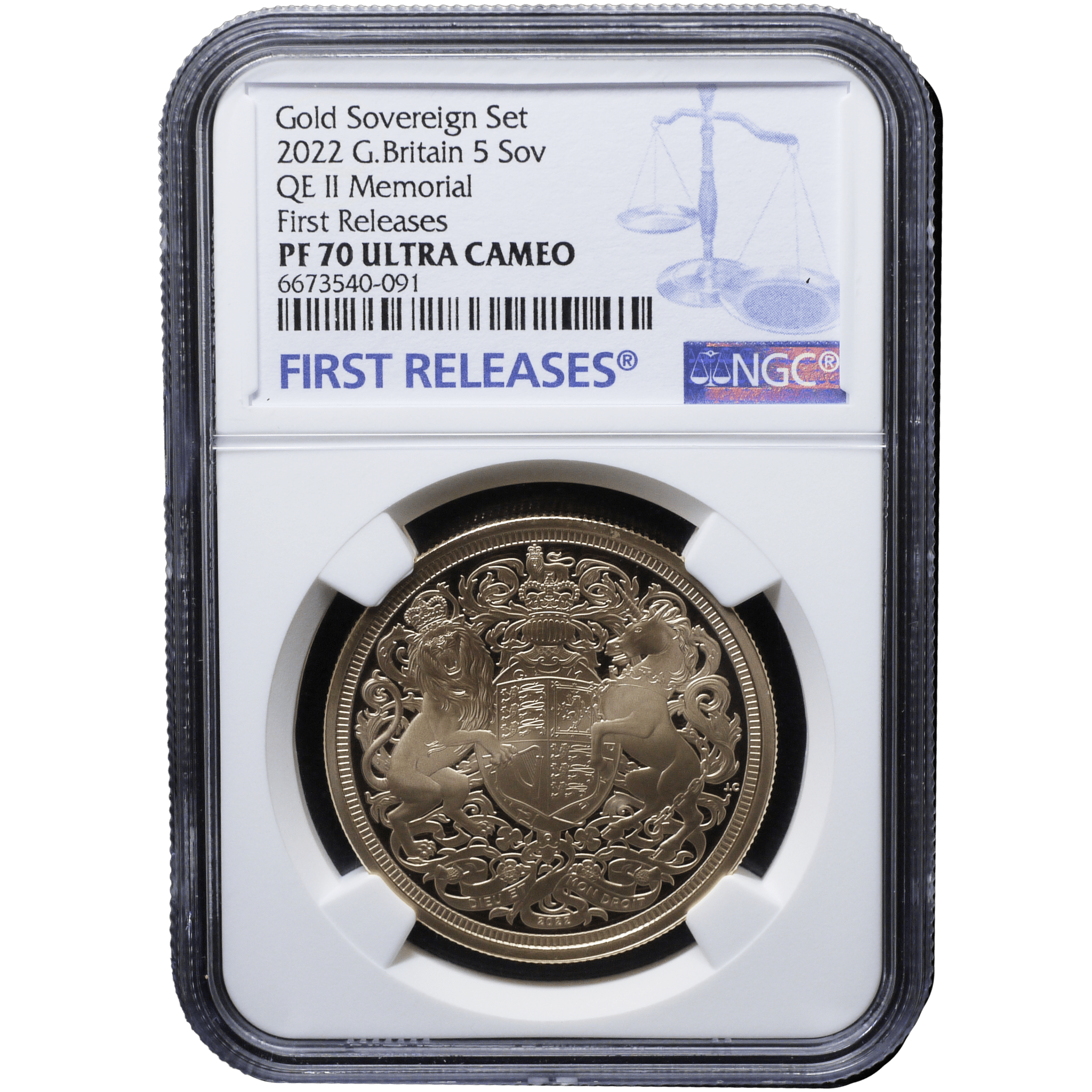 イギリス 5ポンド金貨 2022年 ロンドン鋳 エリザベス2世追悼 NGC PF70UC - NJ BUYER'S MARKETPLACE