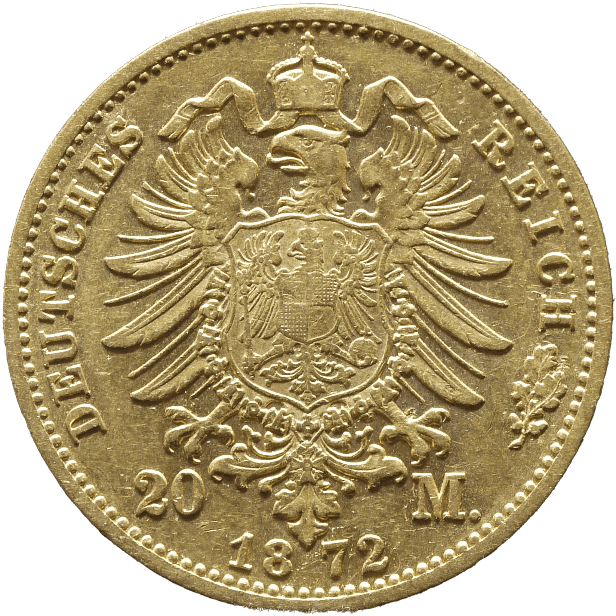 ヴュルテンベルク 20マルク金貨 1872年 シュトゥットガルト鋳 カール1世 - NJ BUYER'S MARKETPLACE
