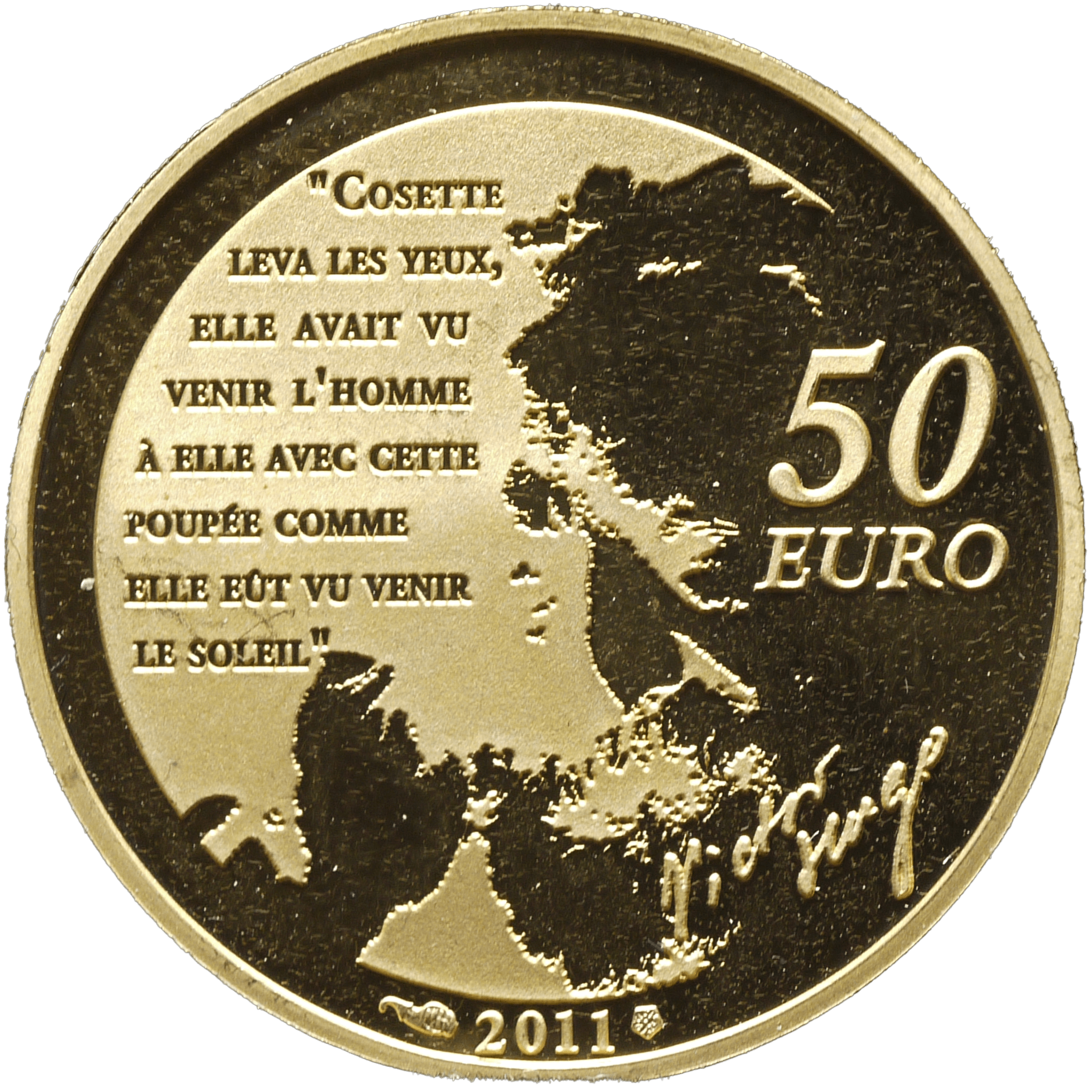 フランス 50ユーロ金貨 2011年 パリ鋳 レ・ミゼラブル 少女コゼット - NJ BUYER'S MARKETPLACE