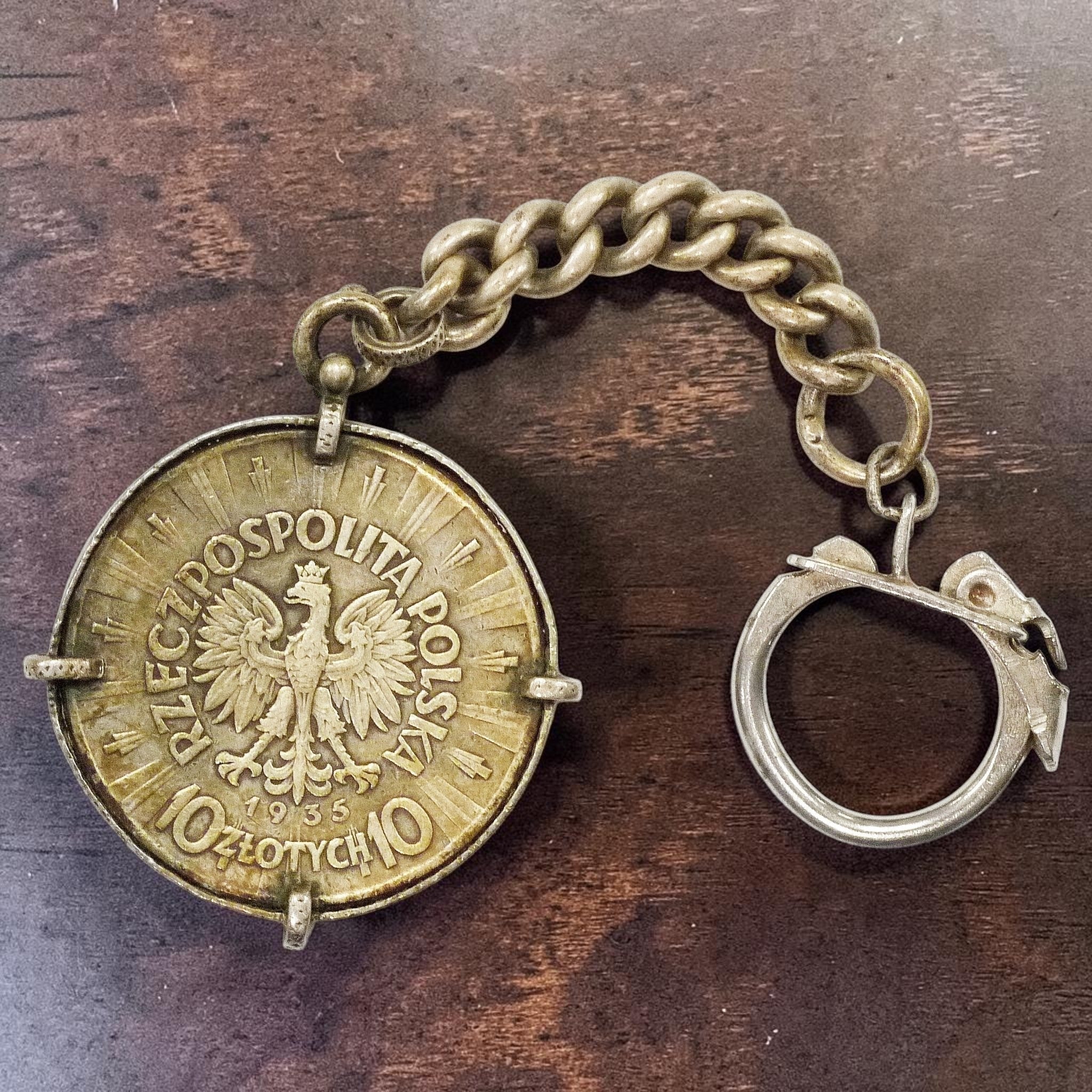 ポーランド 10ズウォティ銀貨 1935年 ユゼフ・ピウスツキ キーホルダー - NJ BUYER'S MARKETPLACE