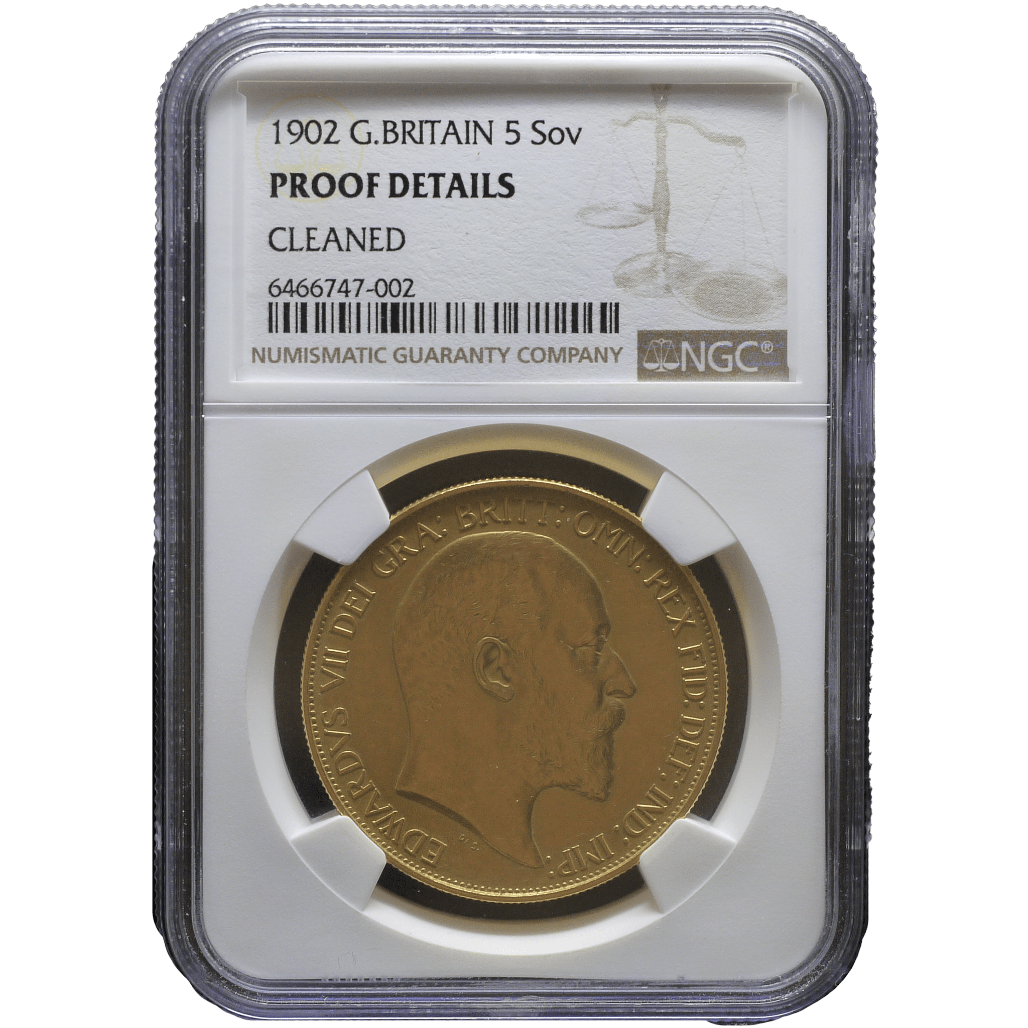 イギリス 5ソヴリン金貨 1902年 ロンドン鋳 エドワード7世 NGC Proof Details - NJ BUYER'S MARKETPLACE
