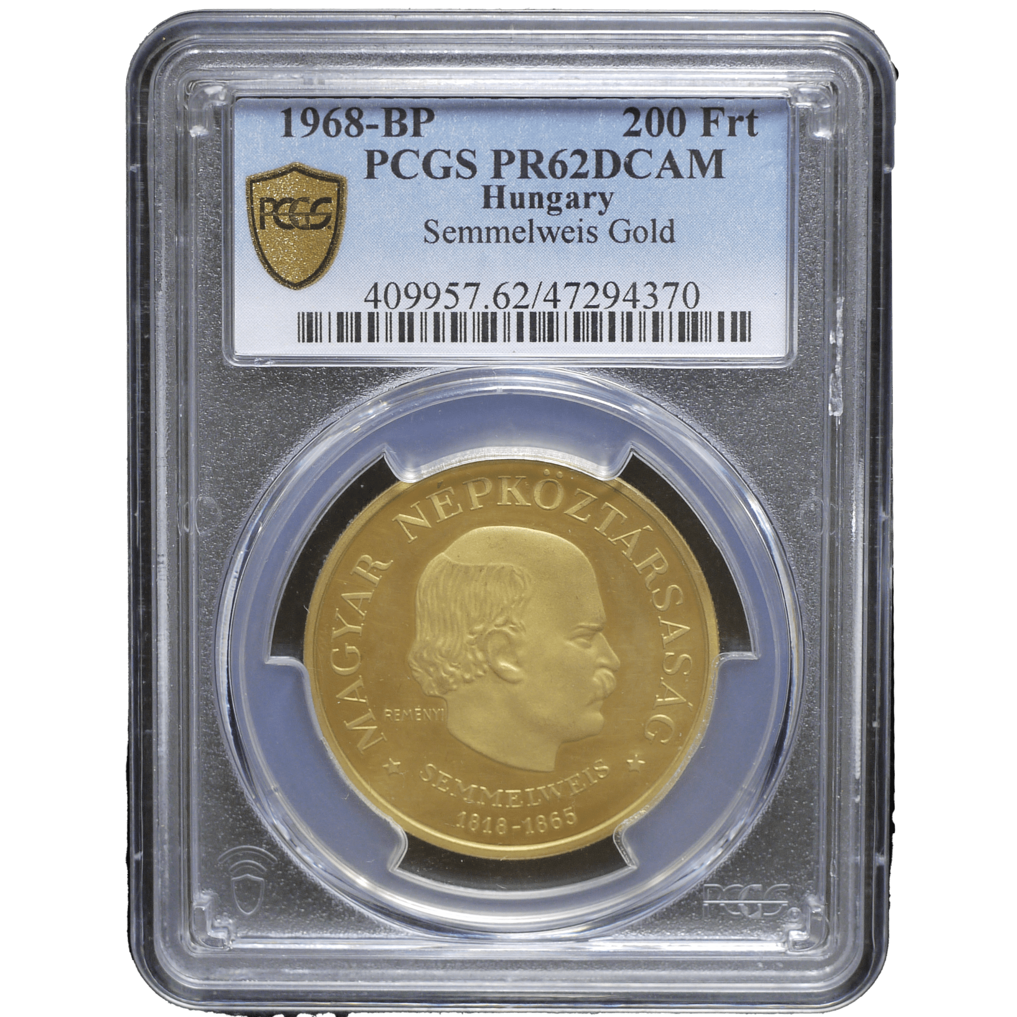 ハンガリー 200フローリン金貨 1968年 センメルヴェイス PCGS PR62 - NJ BUYER'S MARKETPLACE