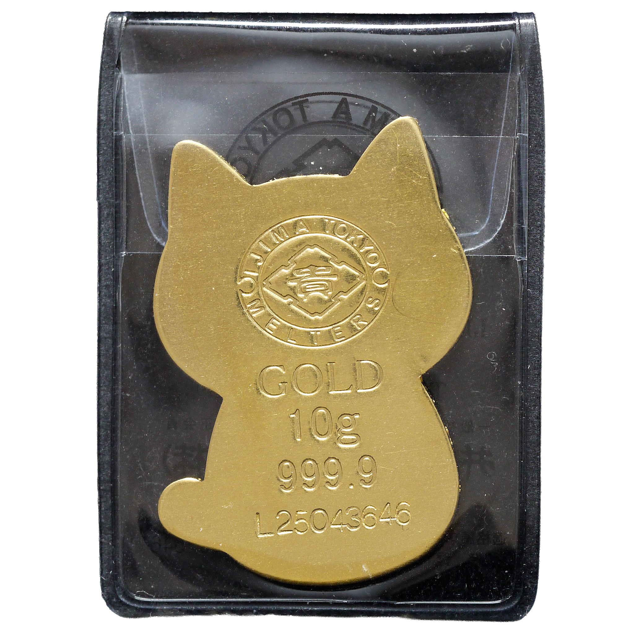 井島貴金属 純金製10グラムインゴット ネコ型 オリジナルパッケージ