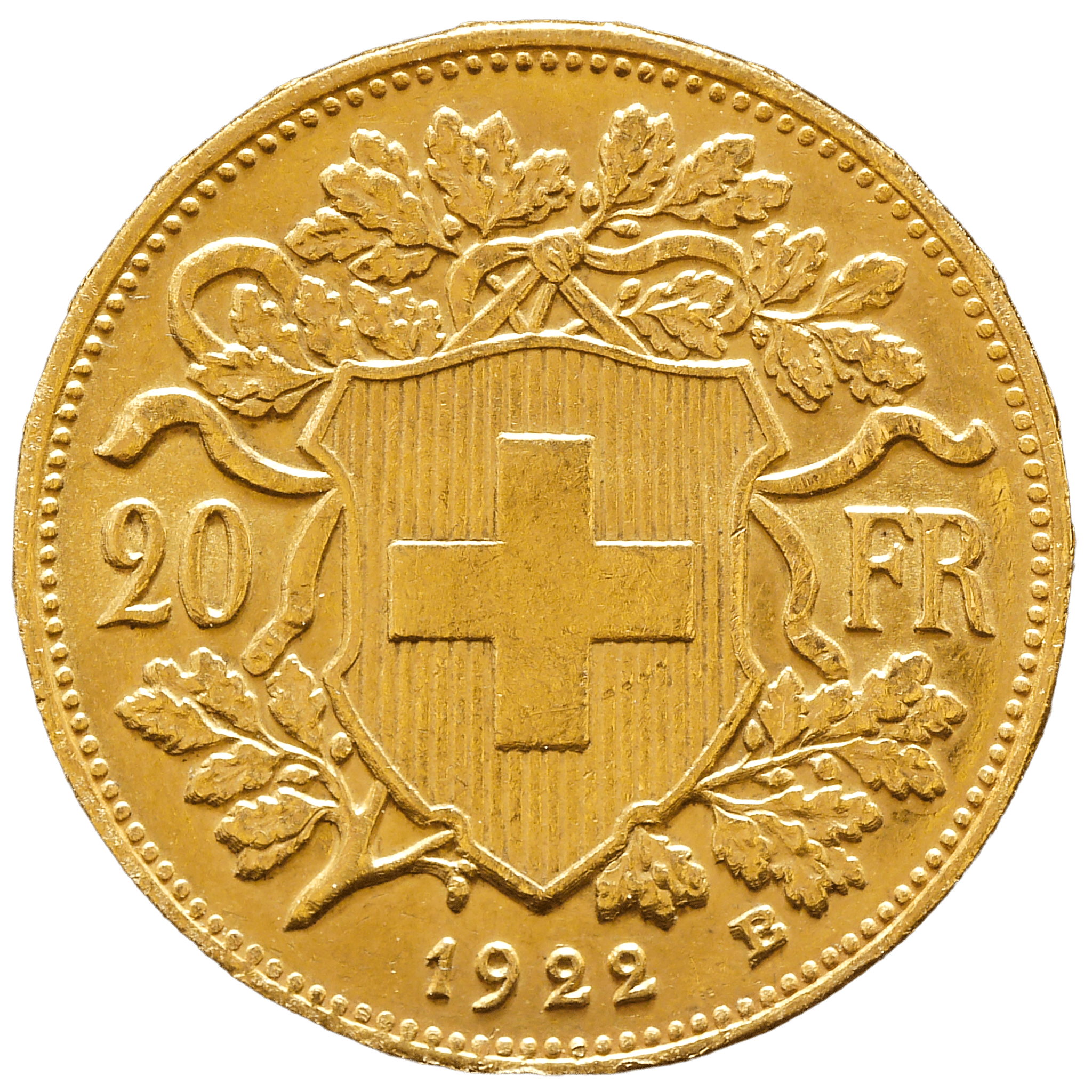 スイス 20フラン金貨 1922年 ベルン鋳 ヘルヴェティア メレダイヤ象嵌加工 - NJ BUYER'S MARKETPLACE