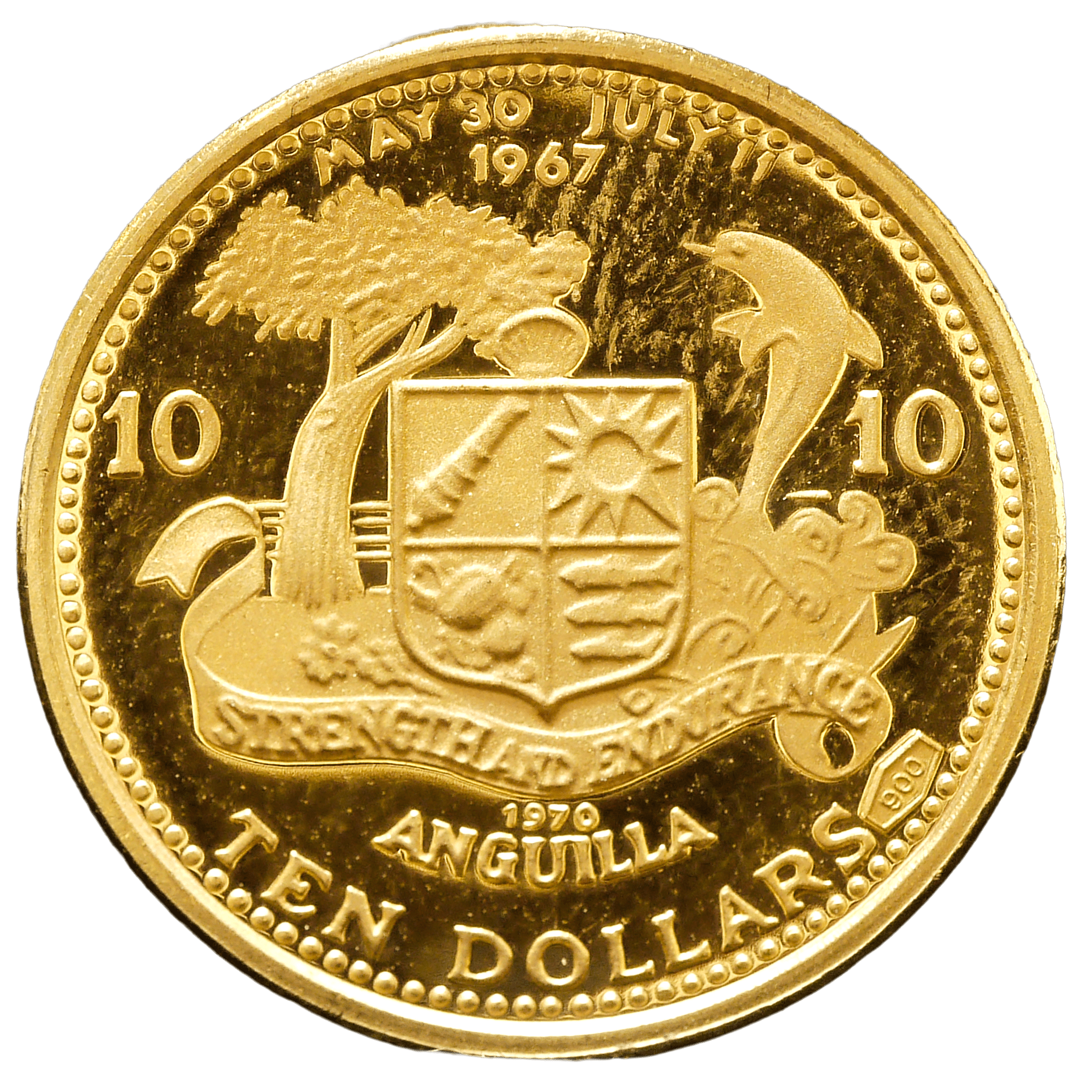 アンギラ 10ドル金貨 1970年 イルカとロブスター カリブ海の動物 - NJ BUYER'S MARKETPLACE