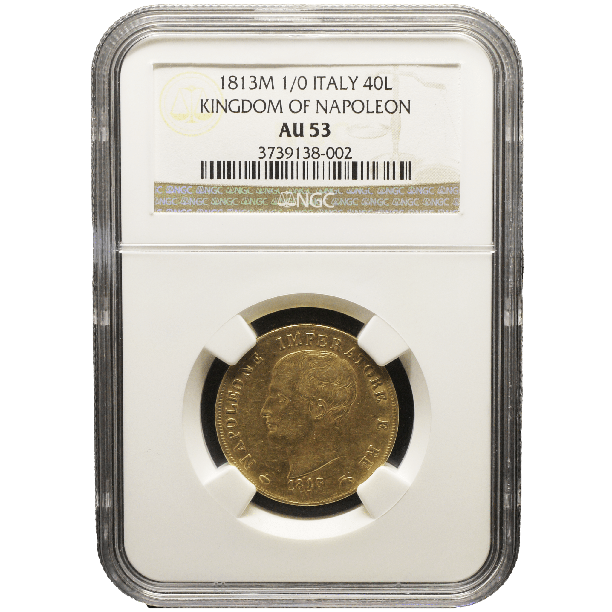イタリア 40リレ金貨 1813年 ミラノ鋳 ナポレオン1世 無冠 NGC AU53 - NJ BUYER'S MARKETPLACE