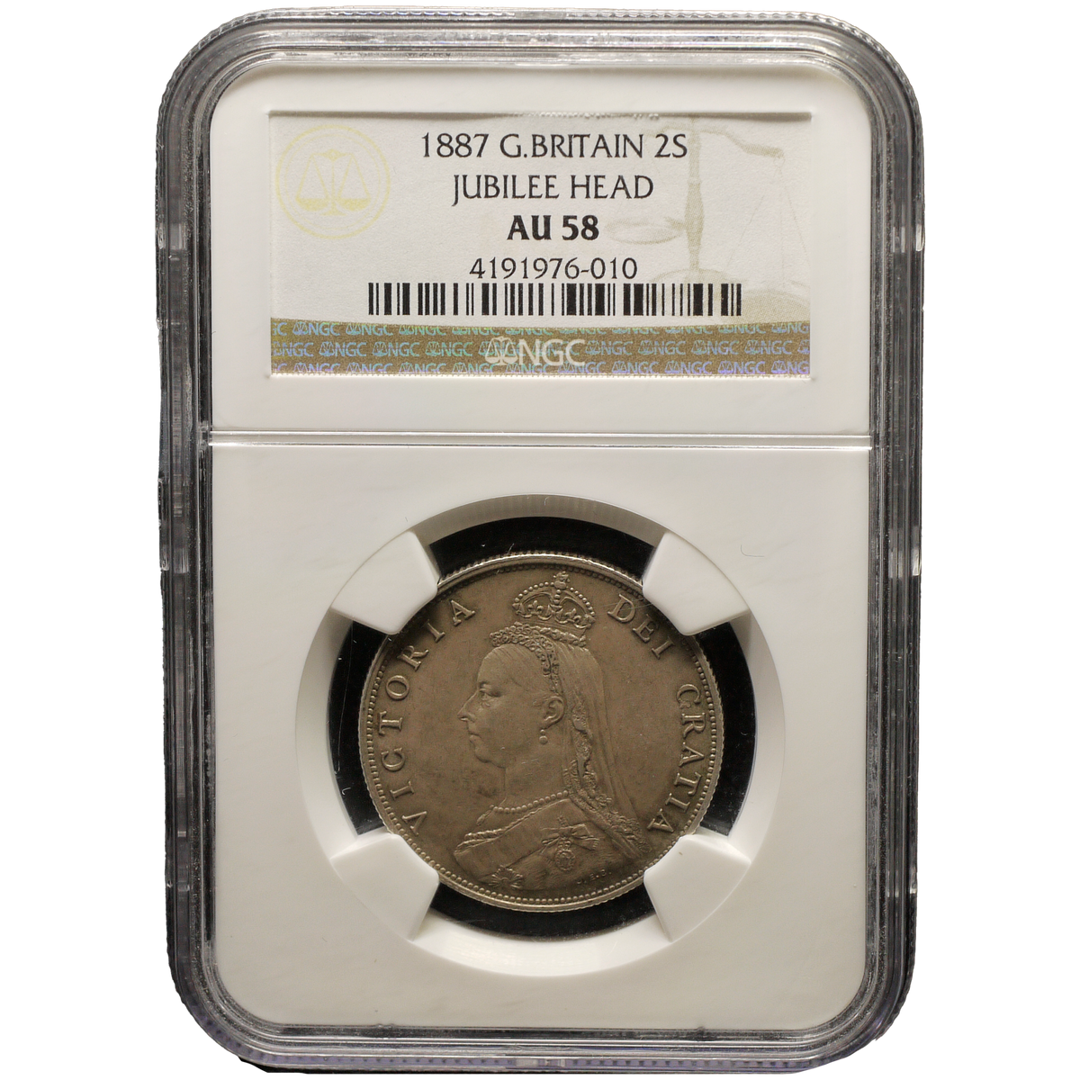 イギリス フローリン銀貨 1887年 ロンドン鋳 ヴィクトリア NGC AU58 