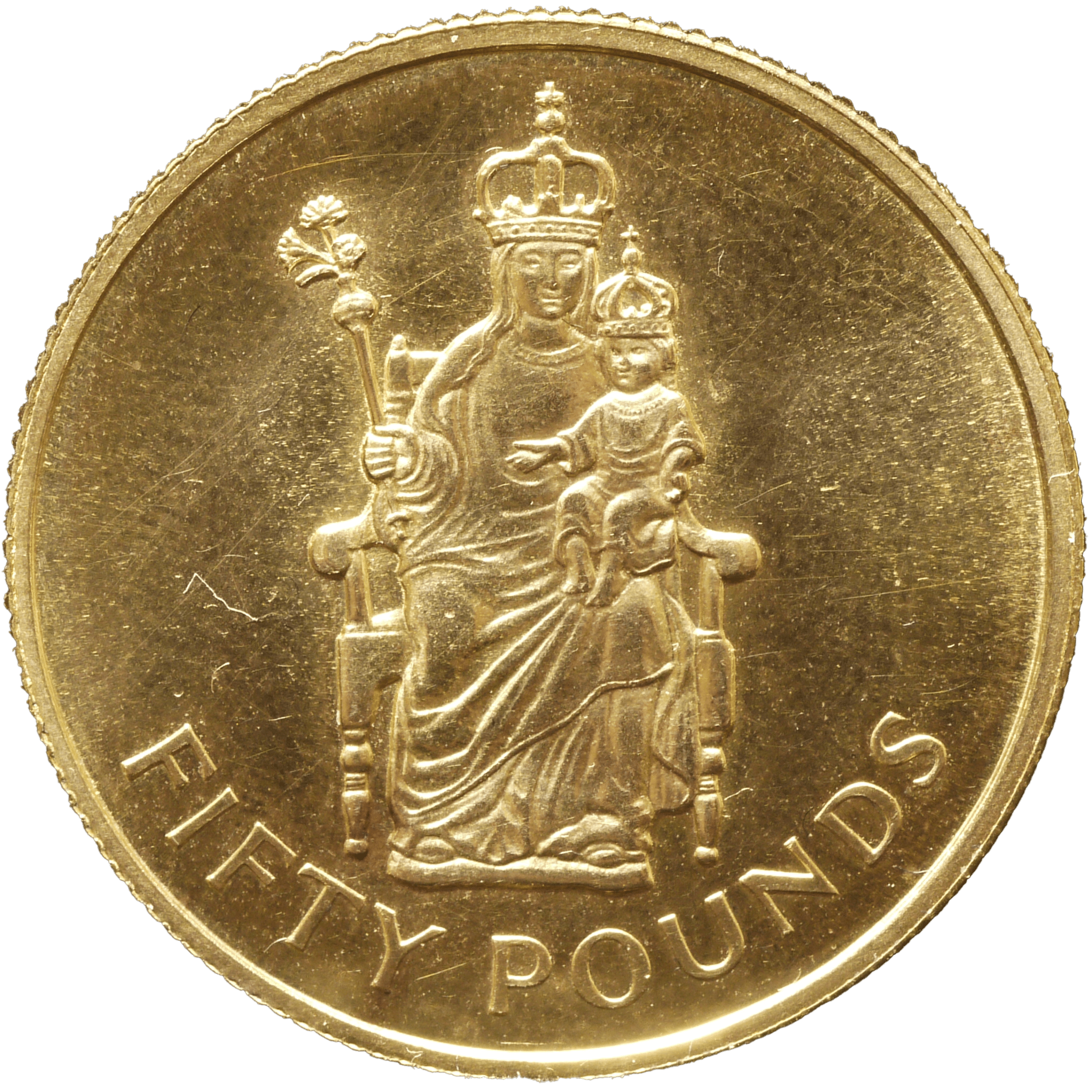 ジブラルタル 50ポンド金貨 1975年 ロンドン鋳 聖母子 - NJ BUYER'S MARKETPLACE