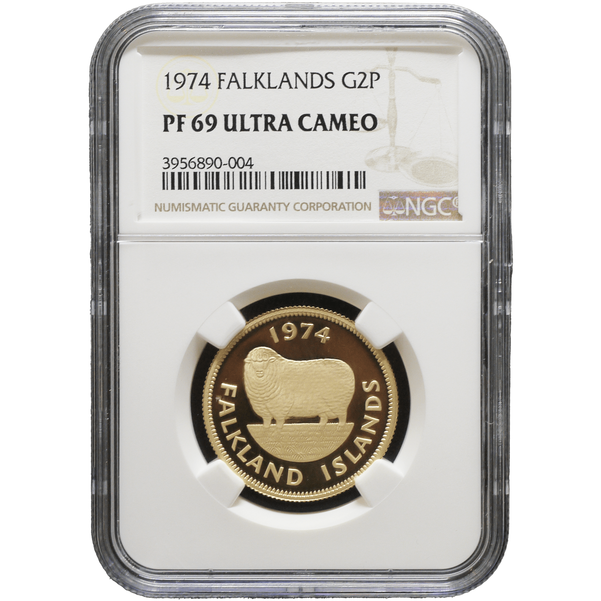 フォークランド 2ポンド金貨 1974年 ロンドン鋳 ロムニーマーシュ羊 NGC PF69UC - NJ BUYER'S MARKETPLACE