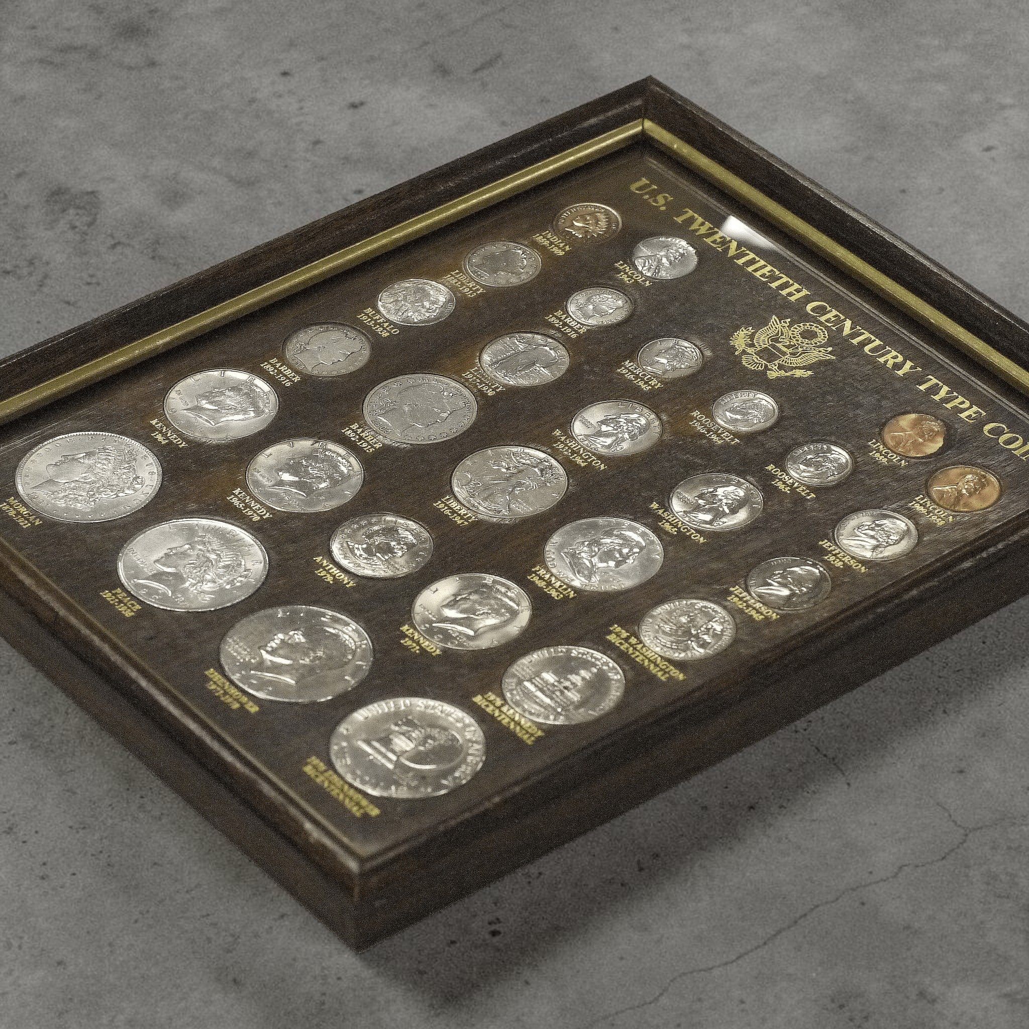 アメリカ 銀貨 US Type Coin Set 20世紀 古銭 硬貨 フレーム アメリカ 29枚セット 額装品｜NJ BUYER'S MARKETPLACE