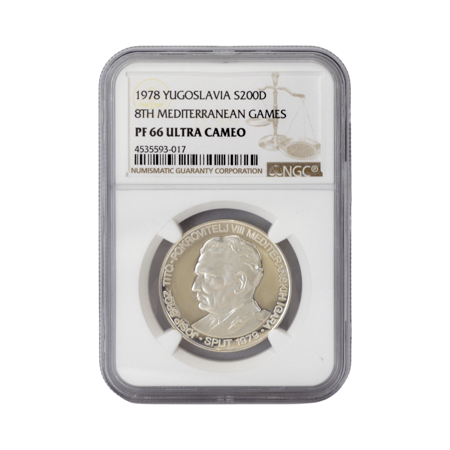 ユーゴスラヴィア 200ディナーラ銀貨 1978年 マイダンペク鋳 第8回地中海競技大会 NGC PF66UC - NJ BUYER'S MARKETPLACE